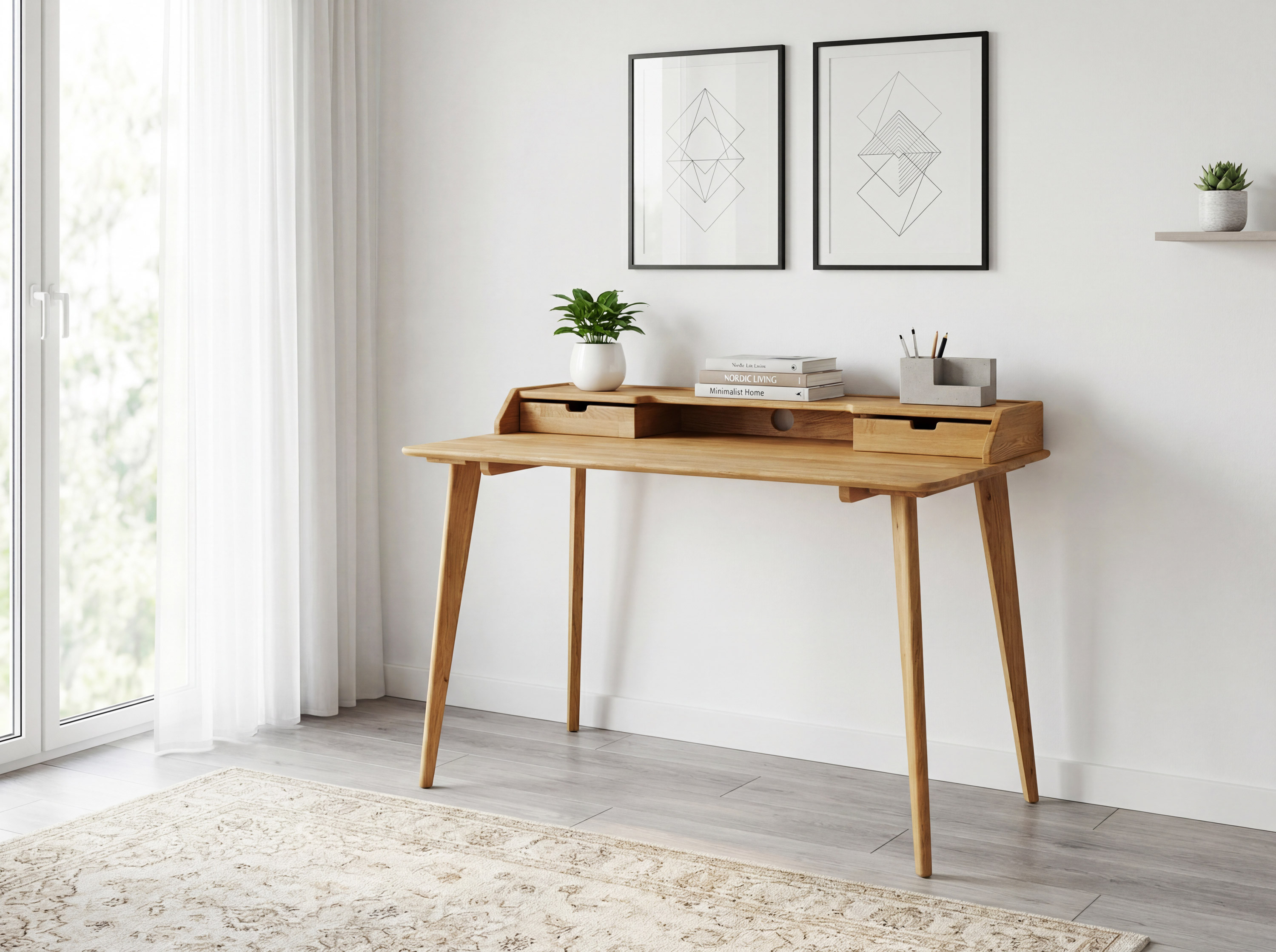 Tömör tölgyfa számítógépasztal