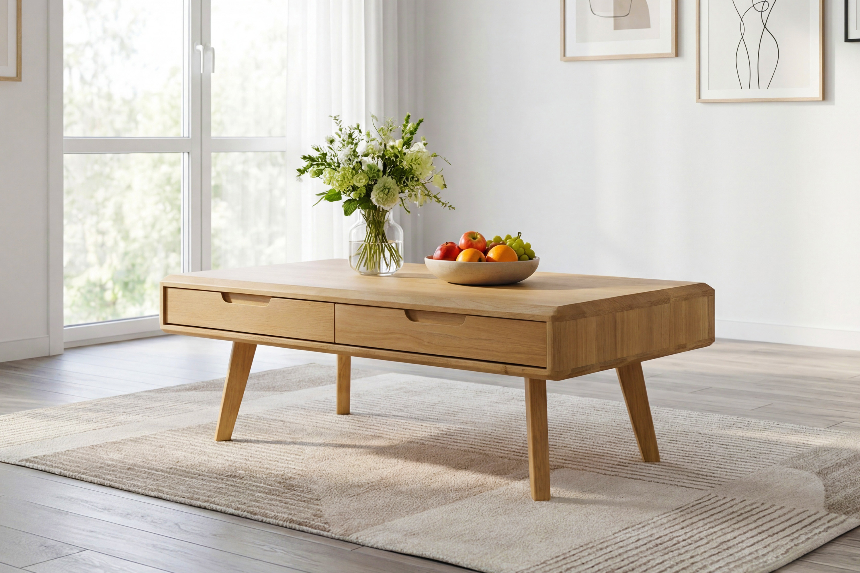 Eichenregal in der Farbe natürliche Eiche auf Füßen