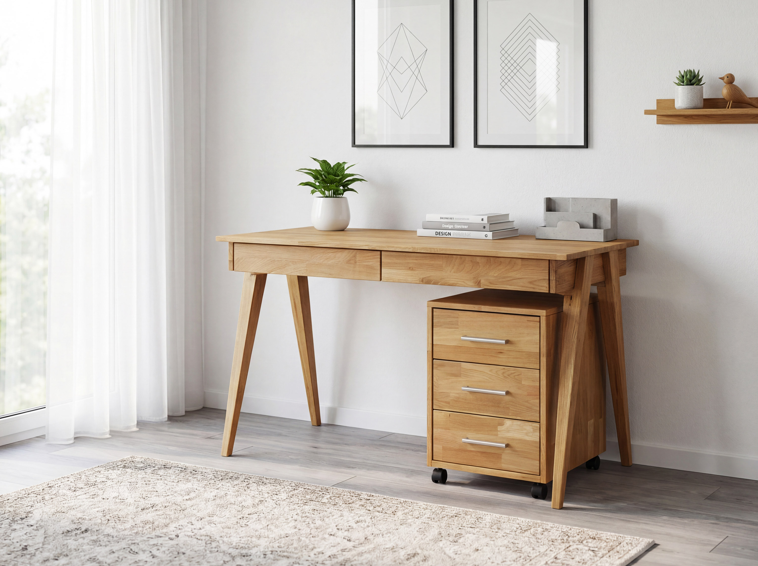 Pc stolík z dubového dreva model katovice s dvoma šuplíkmi