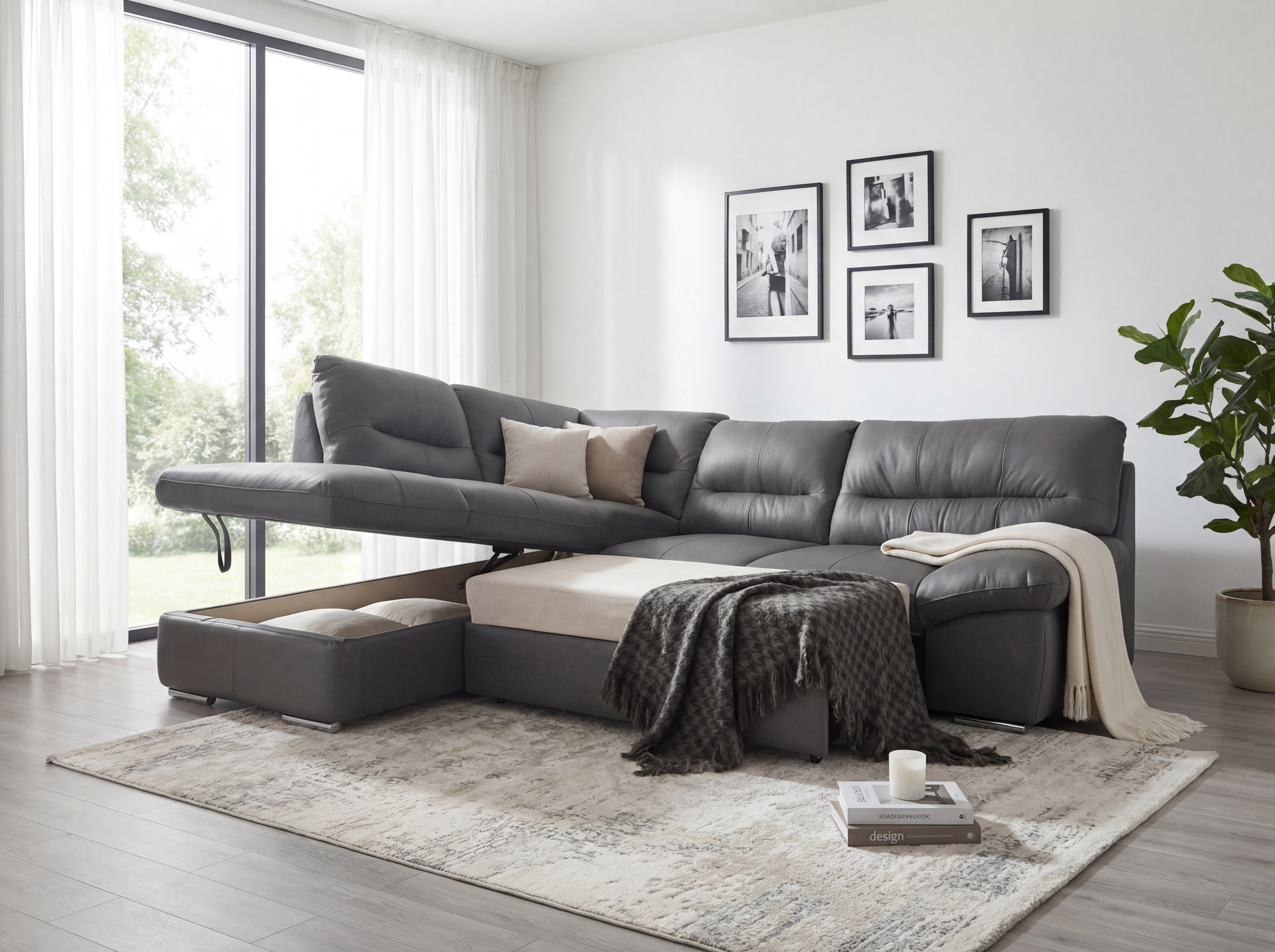 Rohová sedacia súprava - pravá koža stone