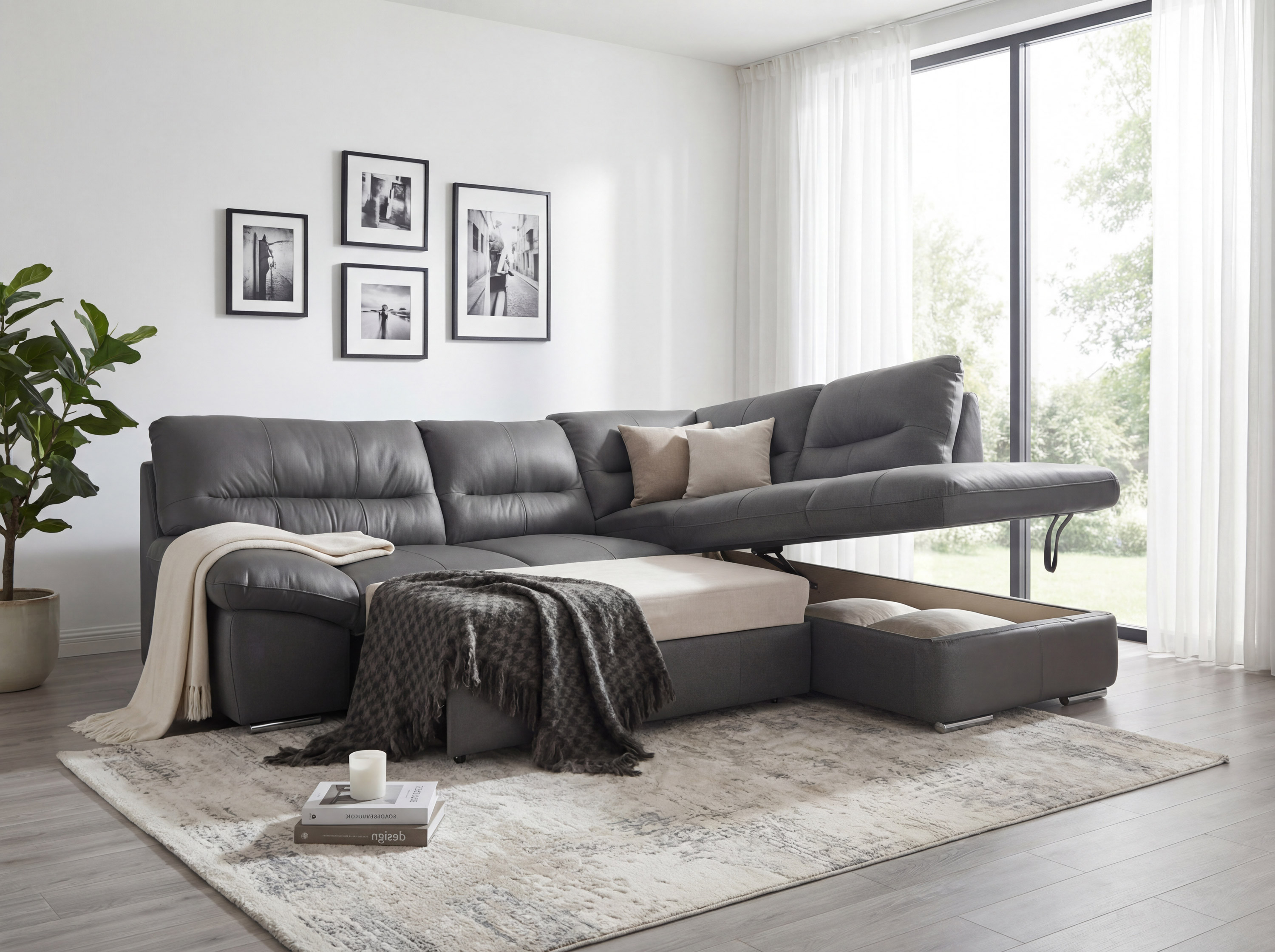 Rohová sedacia súprava - pravá koža stone