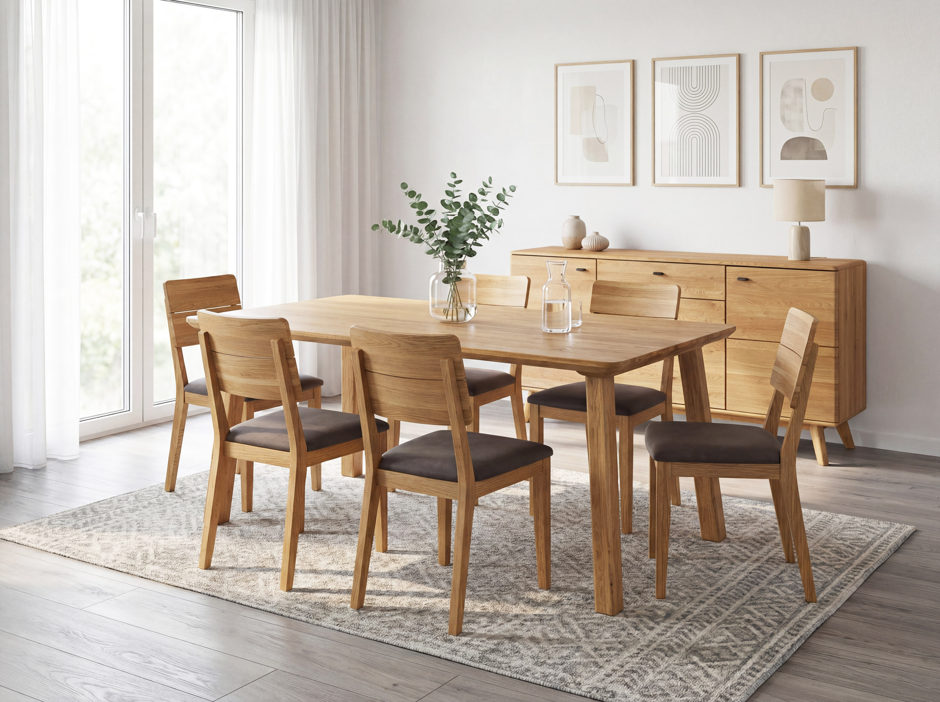 Masívny dubový jedálenský stôl Tina zaoblenými hranami 160 x 90 cm