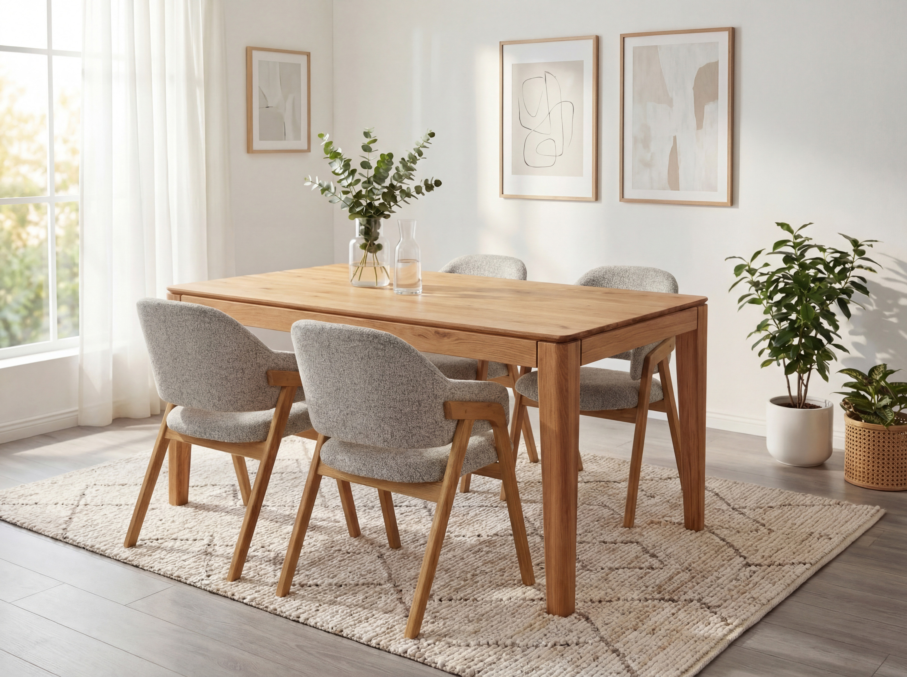 Rozkladací stôl z masívu dub, Adam a stolička beny