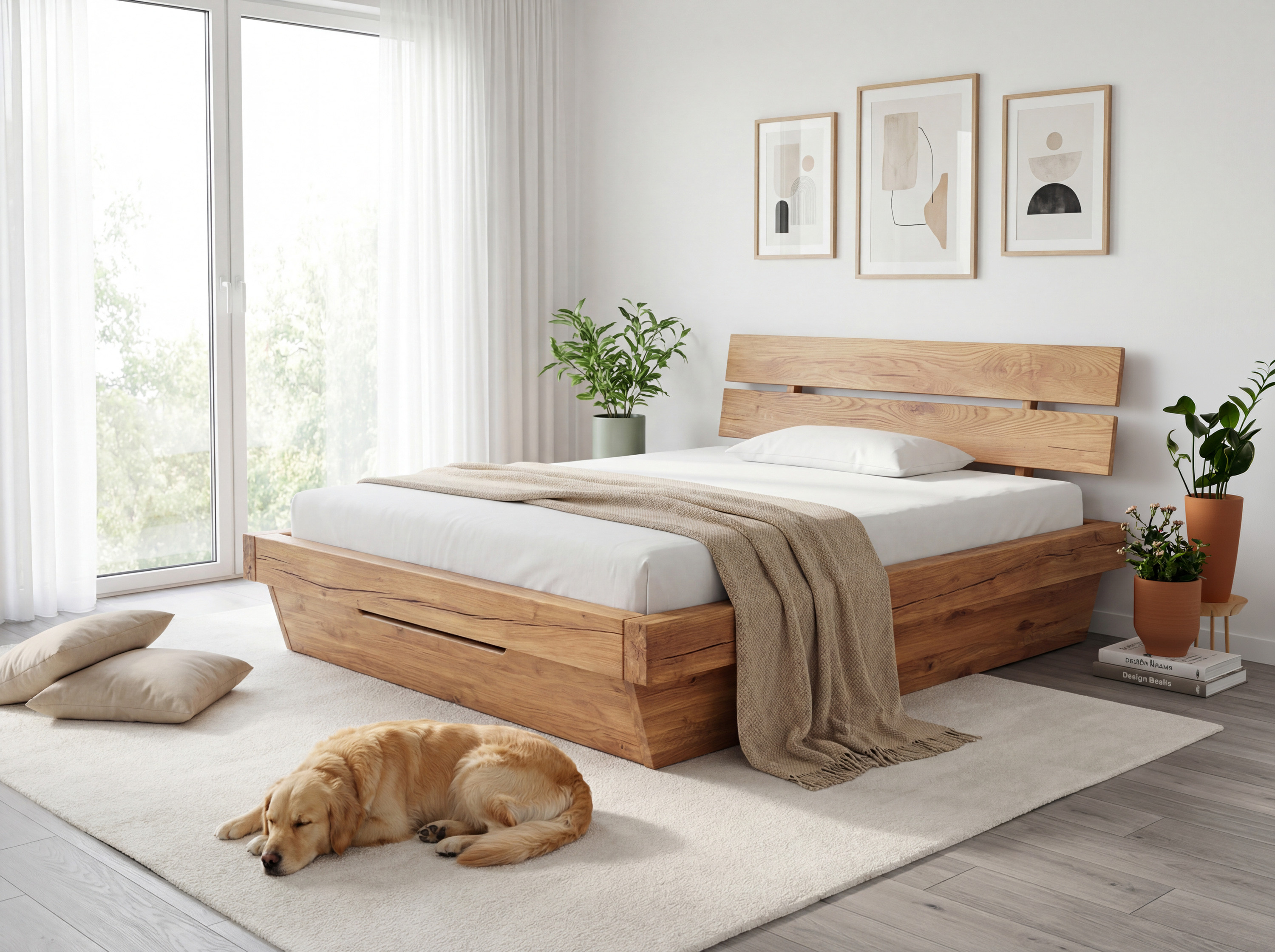 Massives Ehebett Terka 180 x 200 cm aus Eichenholz