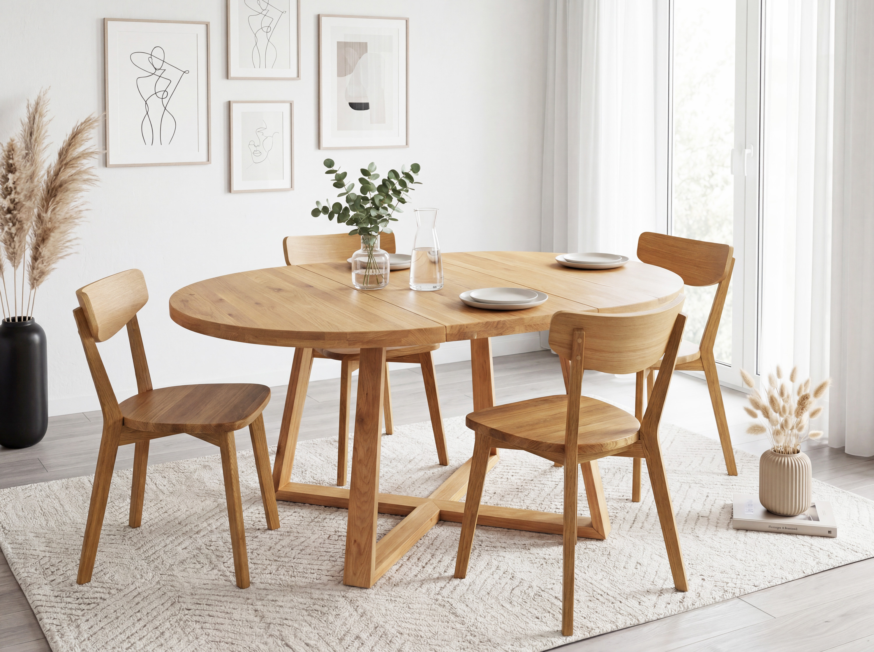 Guľatý dubový stôl Poznan – rozmery a technické parametre