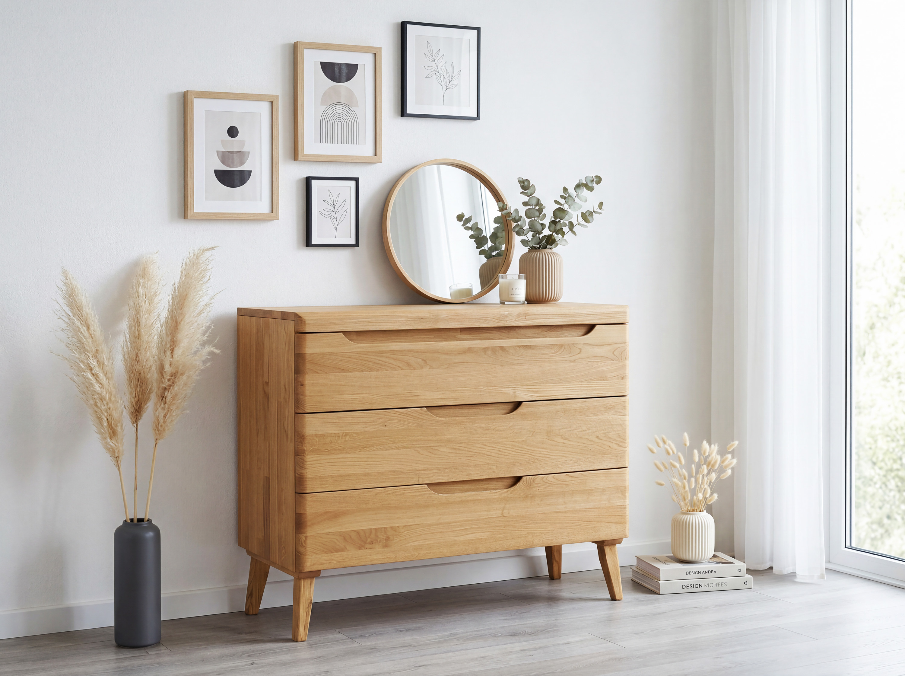 Eichenkommode mit Schubladen Prag im skandinavischen Design 100 cm
