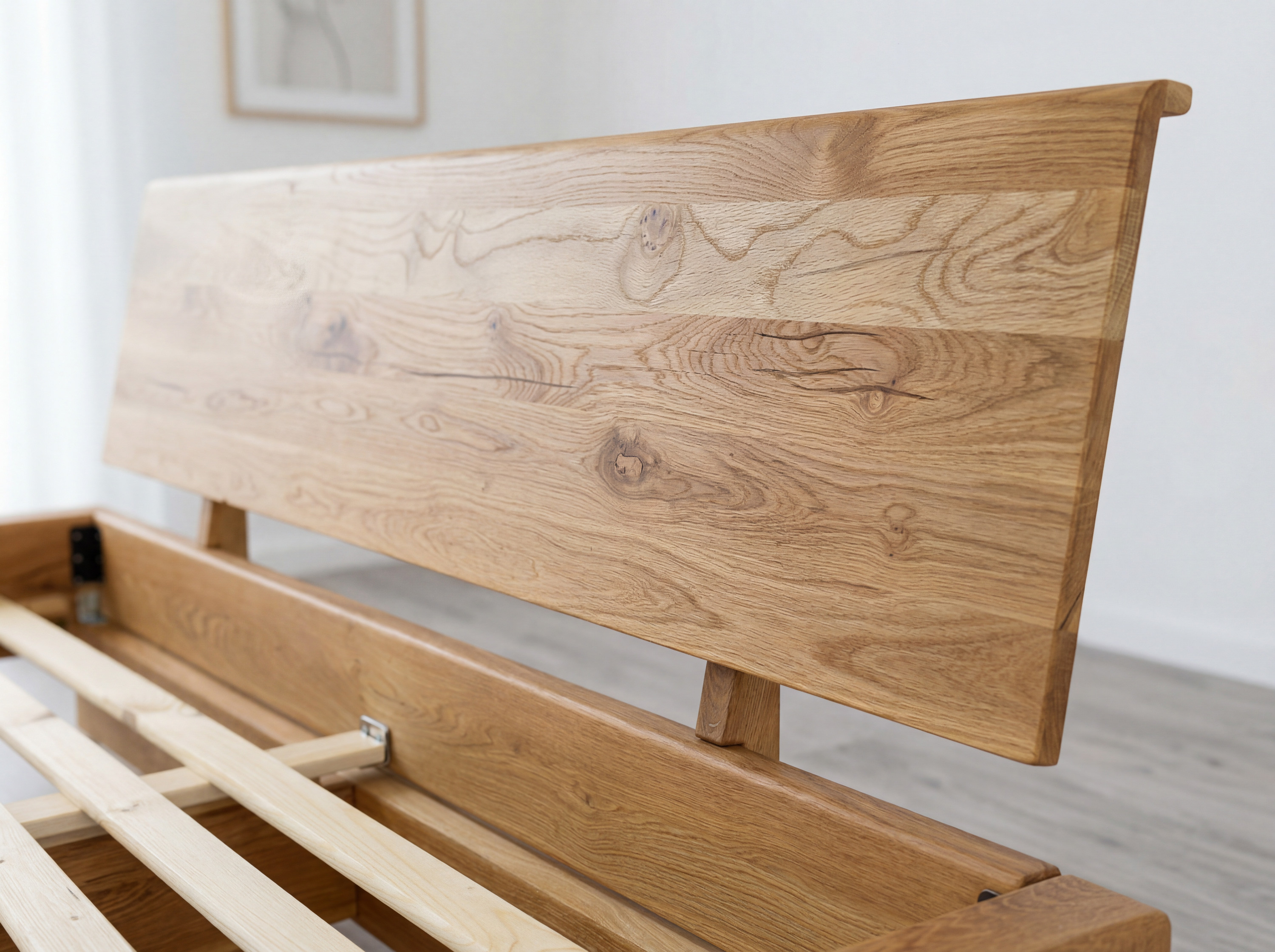 Doppelbett aus massivem Eichenholz Lara mit Kopfteil 180x200