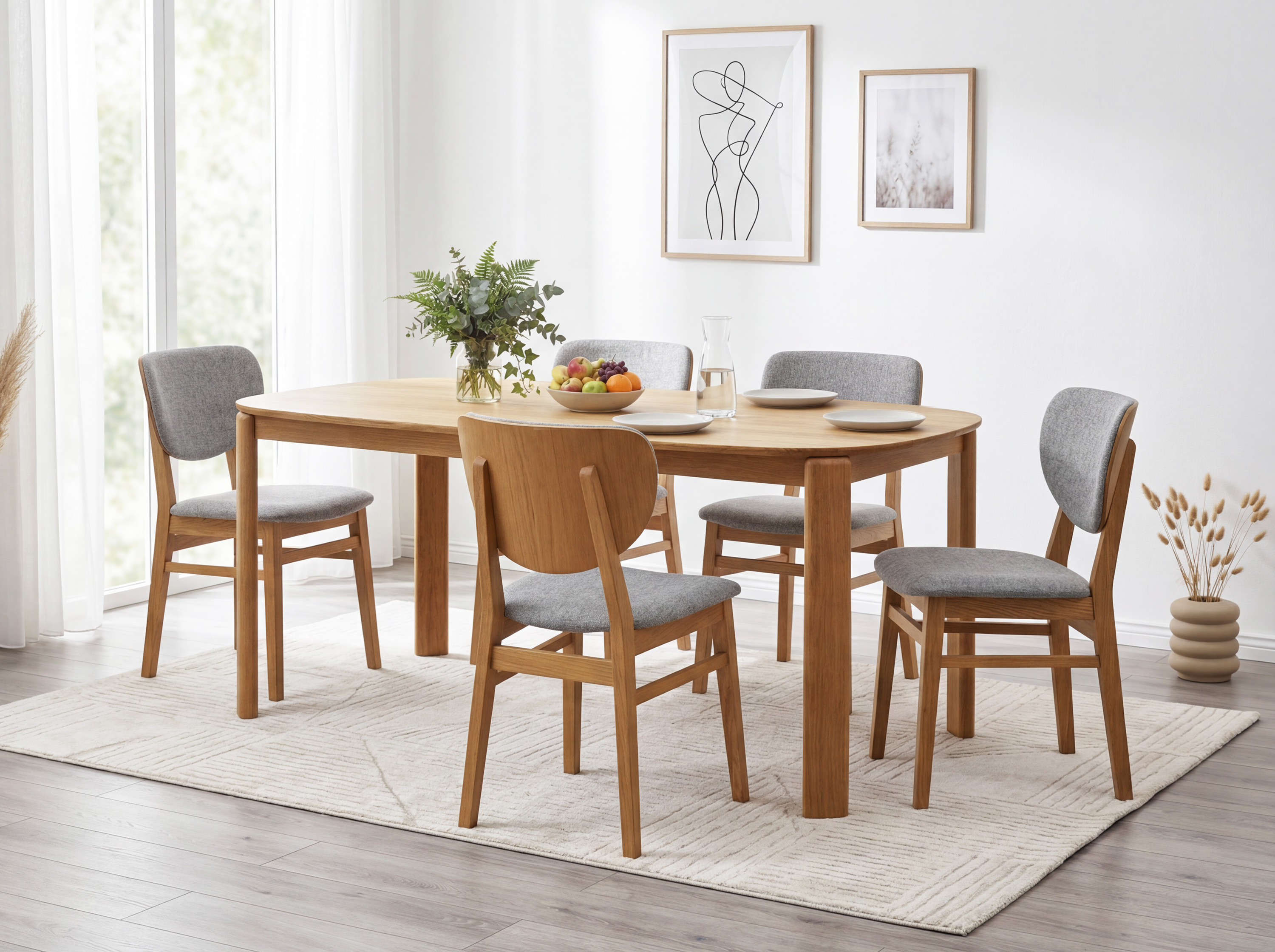 Čalúnená jedálenská stolička Barca z masívu dubu – detail sedáku