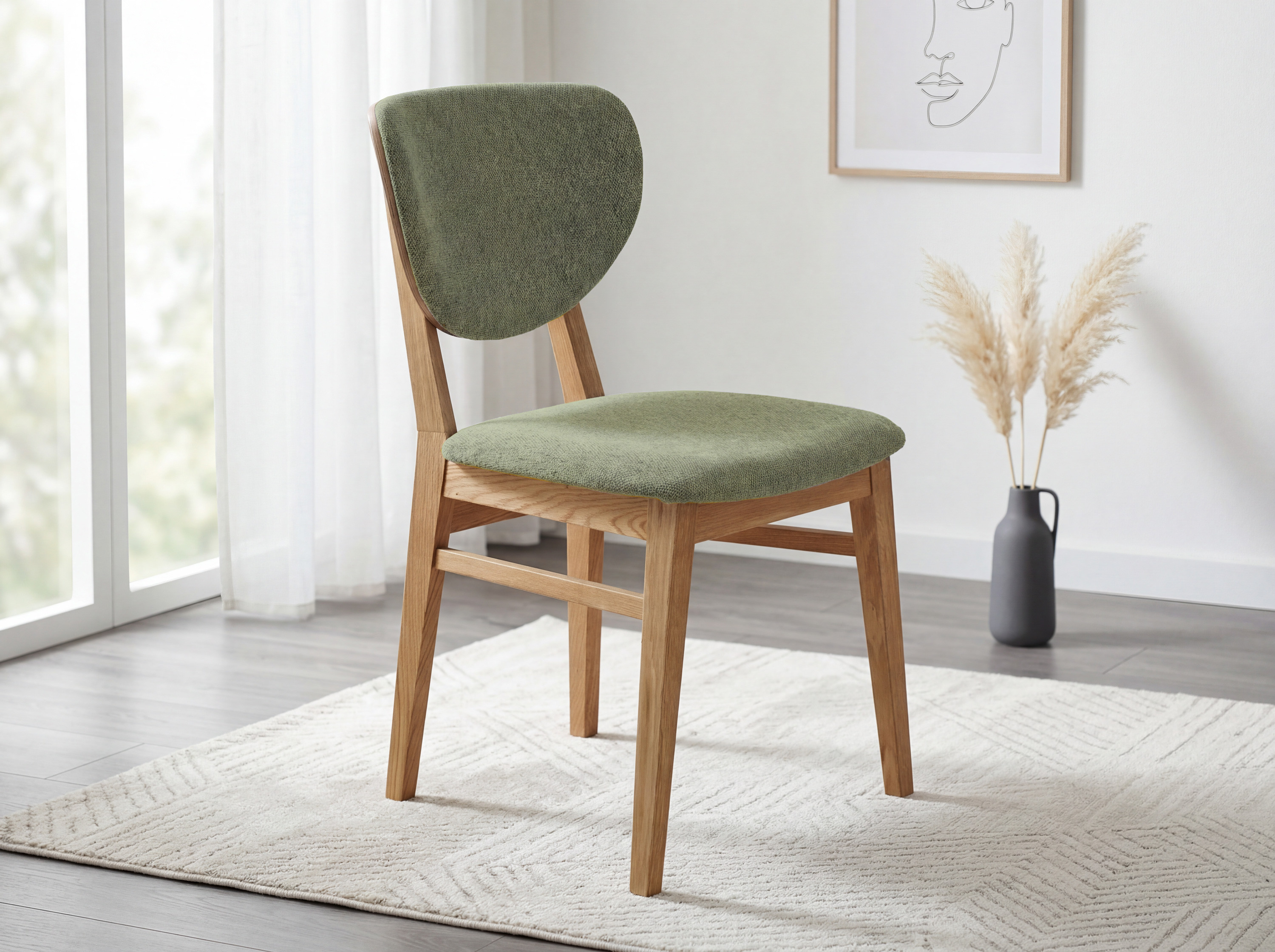 Barca tölgyfa étkezőszék kárpitozott ülőlappal – Diosa szövet