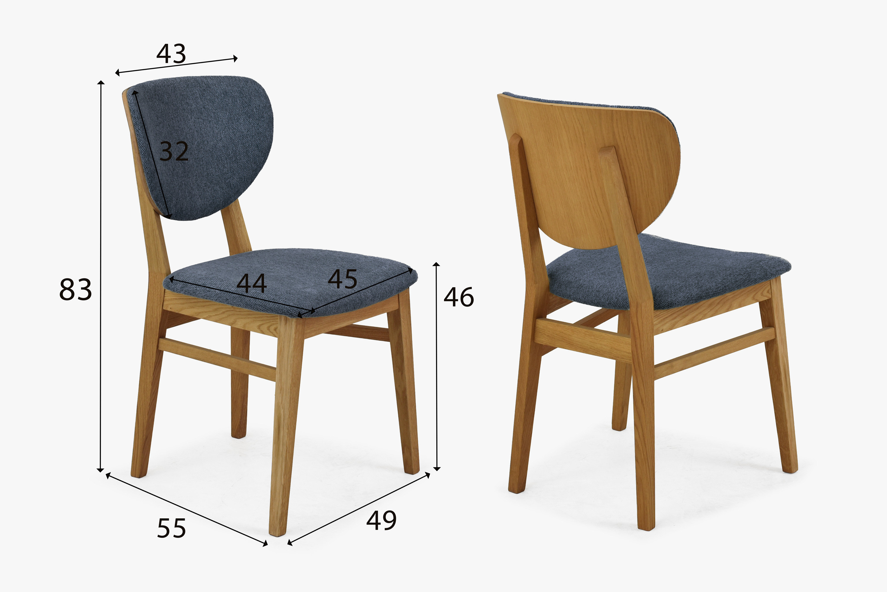 Barca étkezőszék – a tölgyfa kárpitozott szék méretei