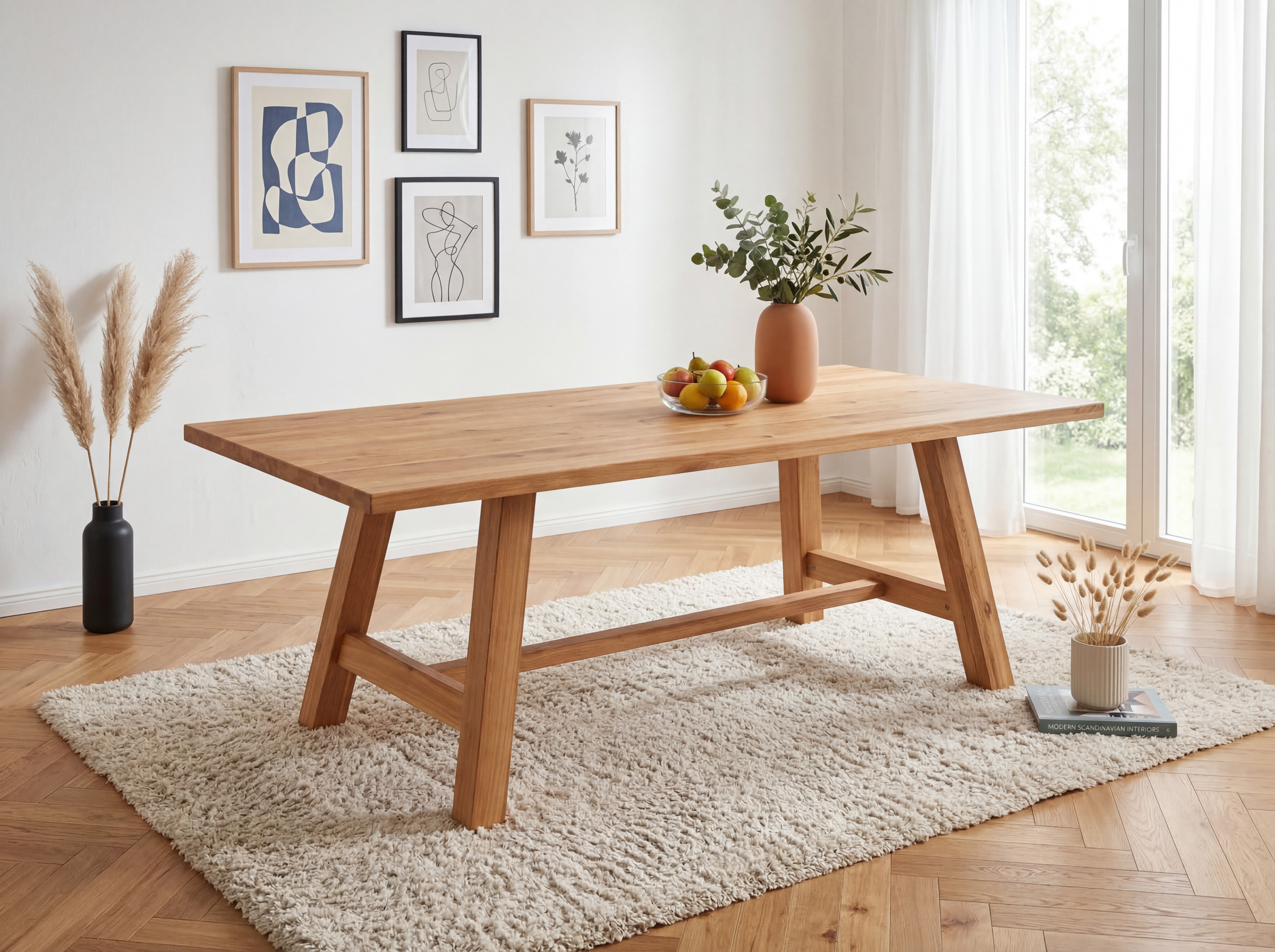 Masívny dubový jedálenský stôl Gamburg 220 x 100 cm v odtieni divoký dub