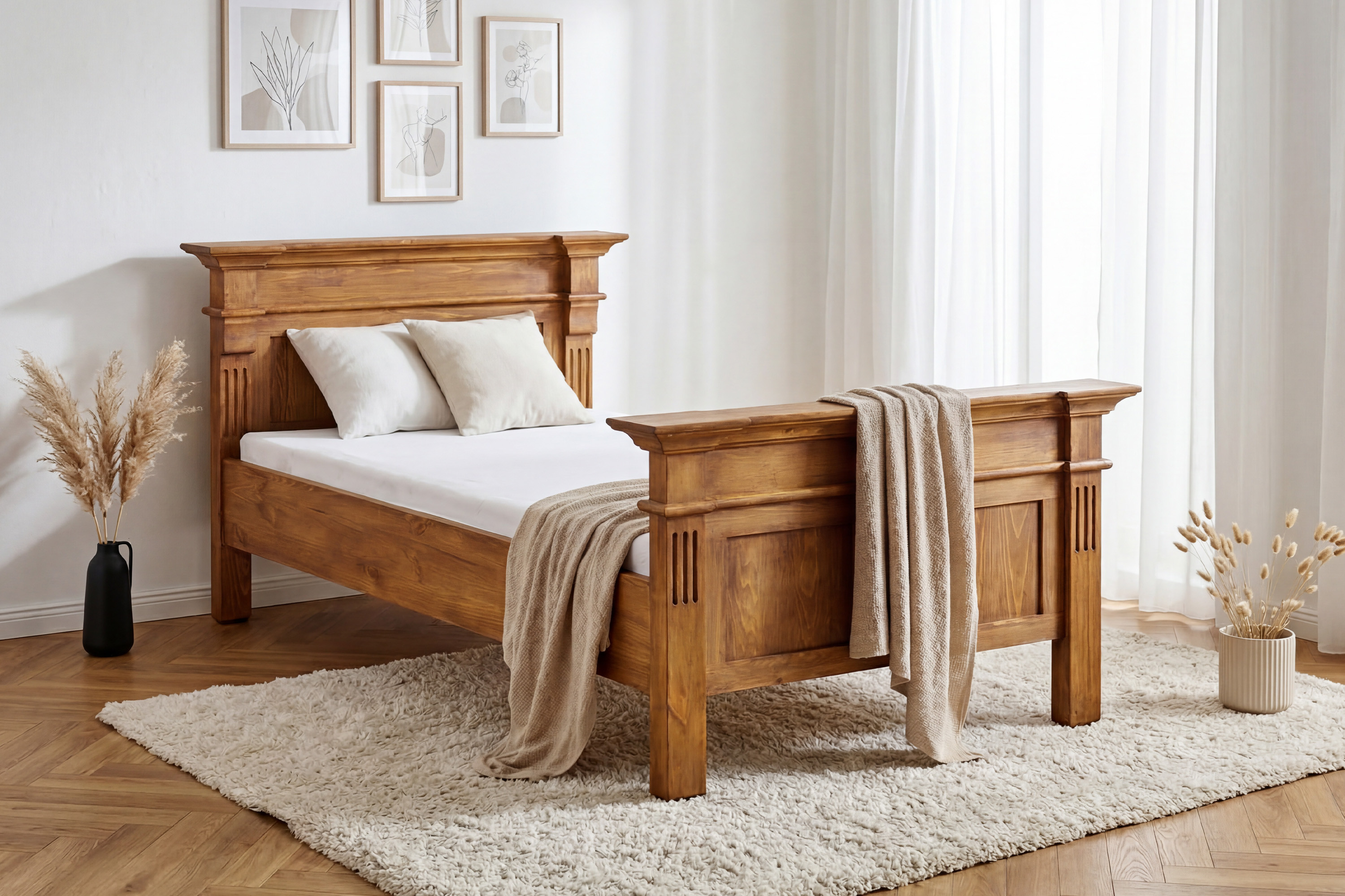 Massivholz-Bett Prestige 90 x 200 cm mit braunem Lack