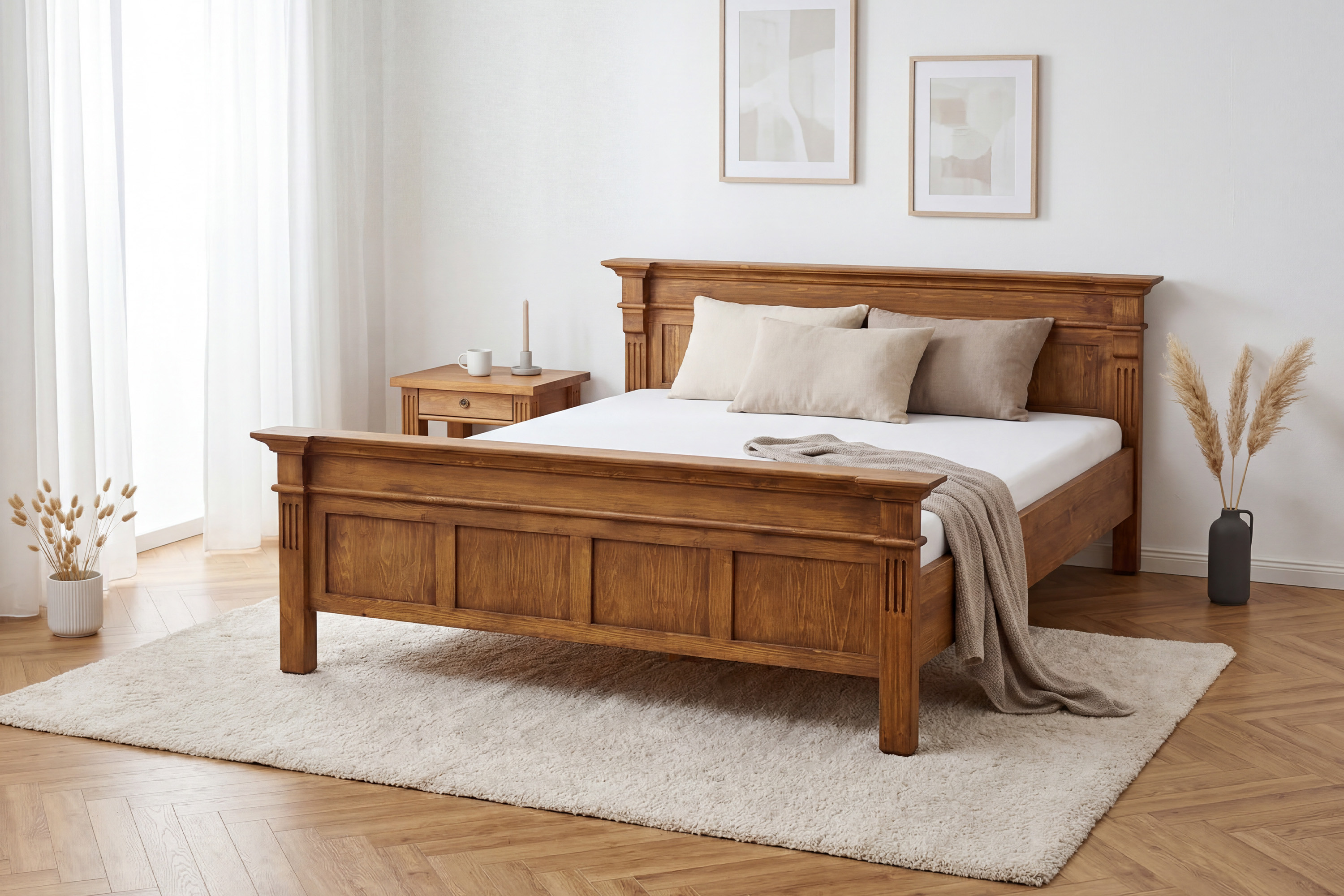 Posteľ Prestige z masívu 180 x 200 cm v hnedom laku