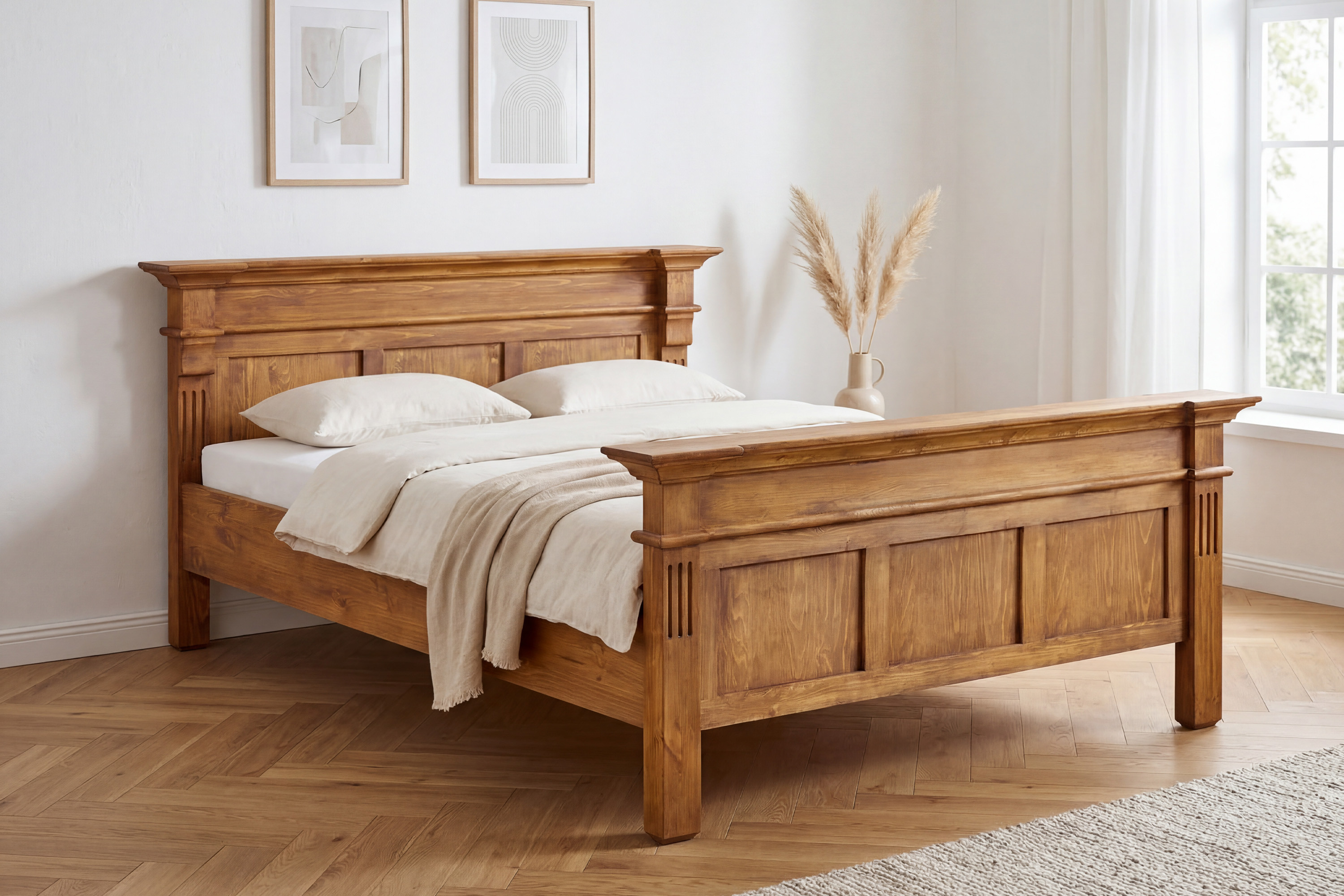 Massivholzbett Prestige 160x200 cm in braunem Lack