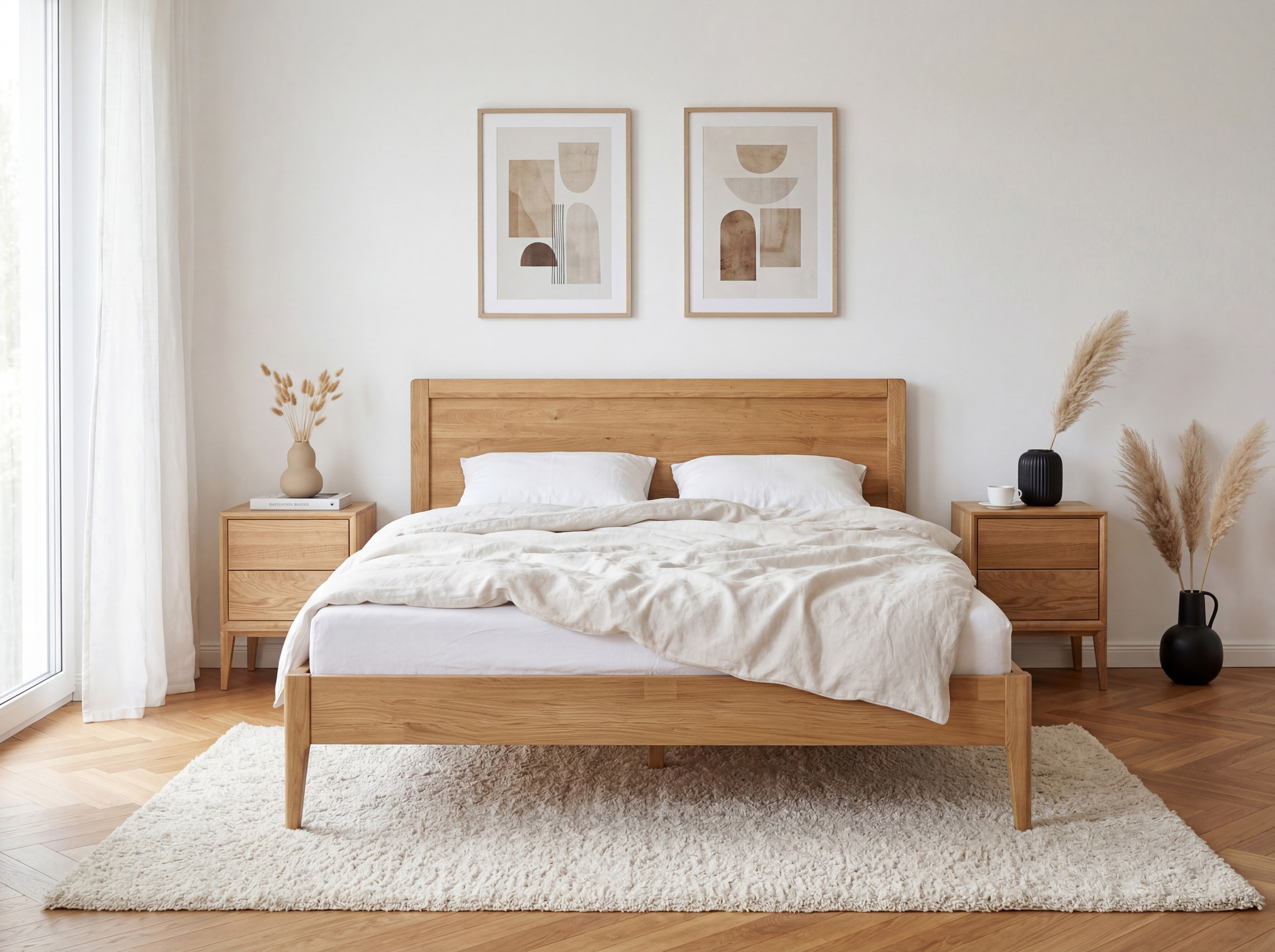 Massive Nachttisch Oslo aus Eichenholz mit natürlicher Öloberfläche