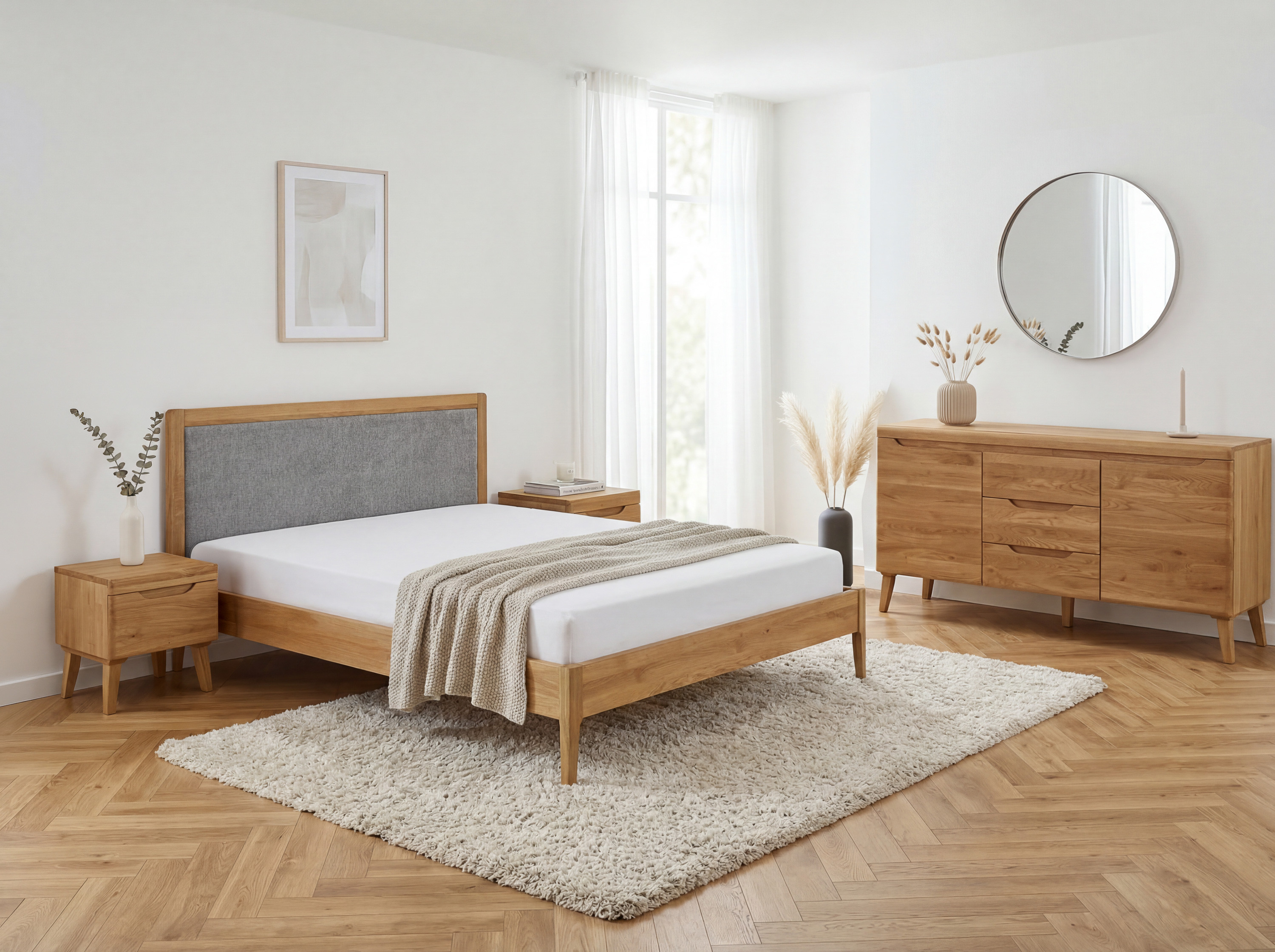 Dubová manželská posteľ Praha 180x200 s čalúneným čelom Diosa Easy Clean