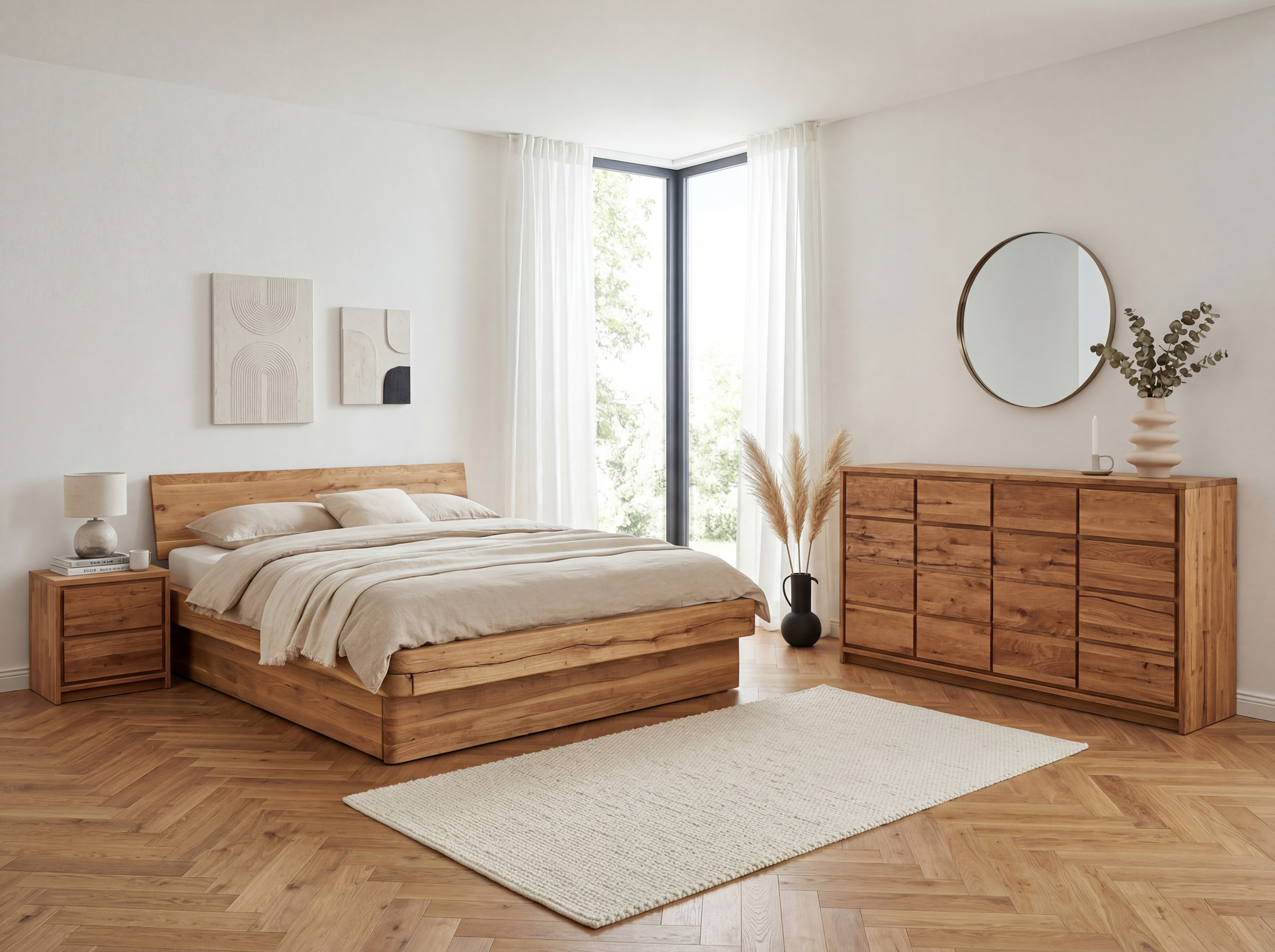 Eichen-Kommode Oregon 4D+4Z – Maße Breite 171,5 cm, Höhe 97 cm, Tiefe 48 cm