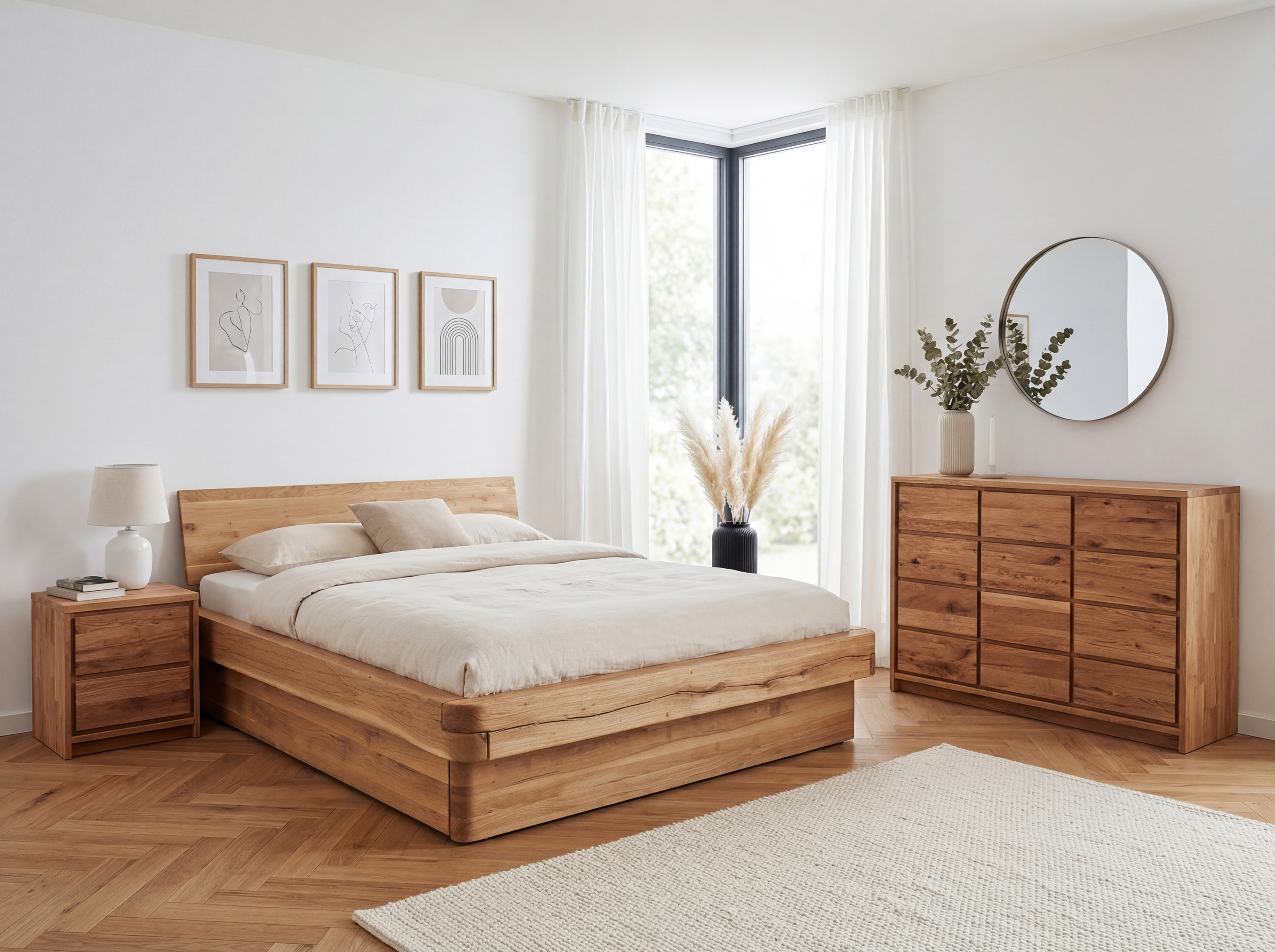 Eichenkommode Oregon 3D+3Z – Maße Breite 130 cm, Höhe 97,5 cm, Tiefe 48 cm