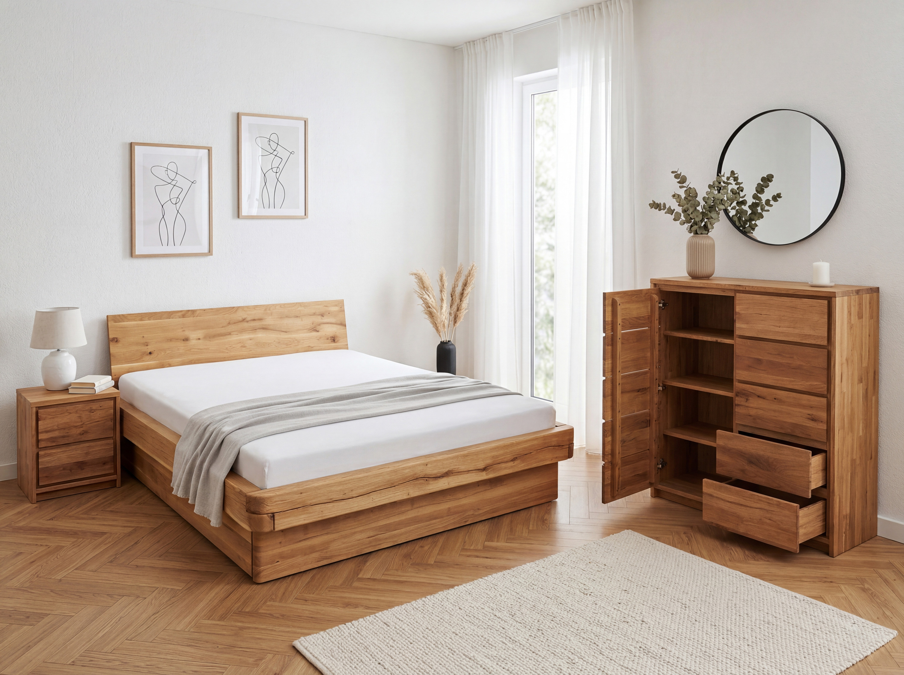 Oregon Nachttisch – Maße Breite 47 cm, Höhe 54,5 cm, Tiefe 42 cm