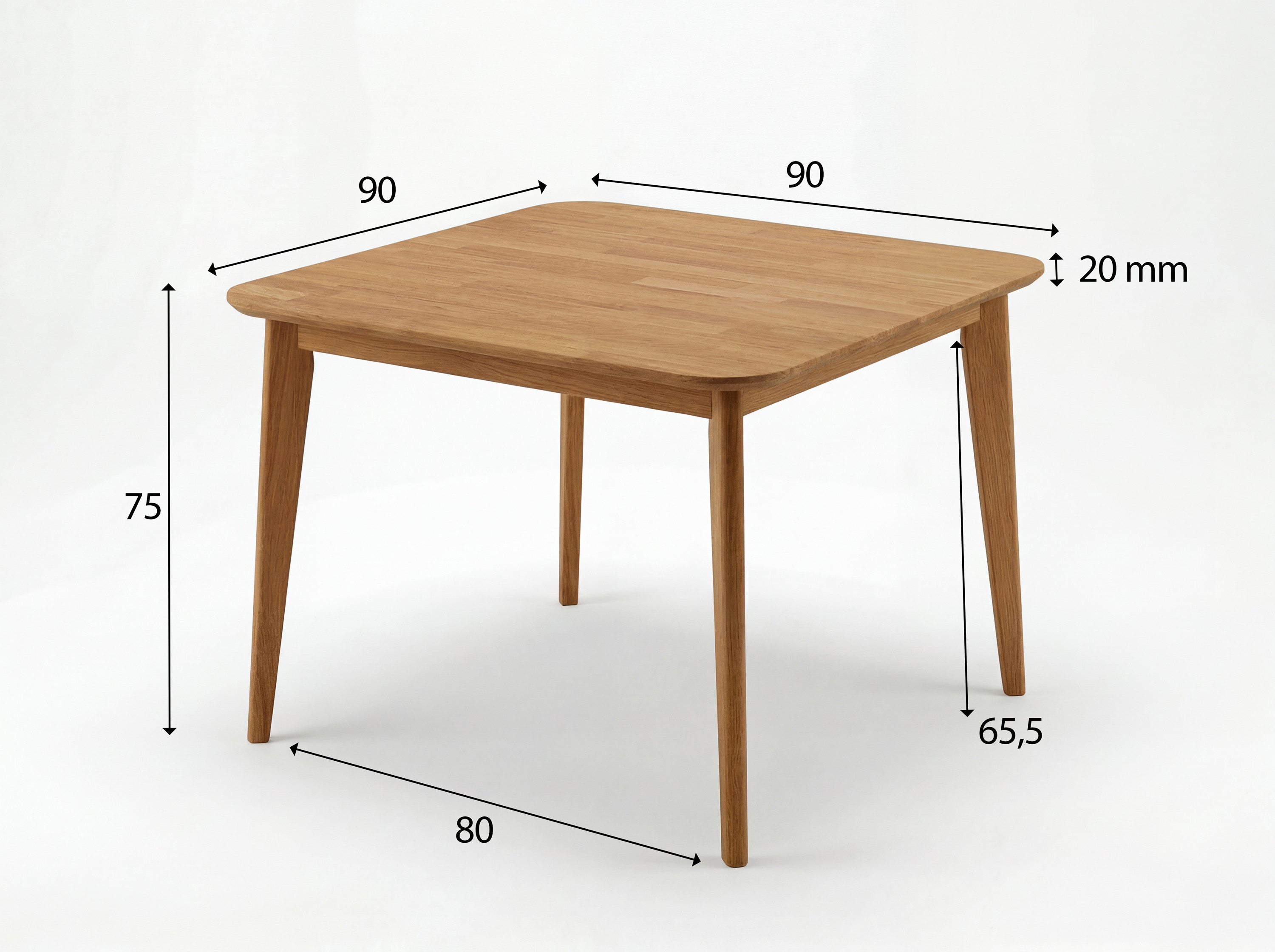 Eiche Esstisch Liam 90x90 cm – Tischmaße