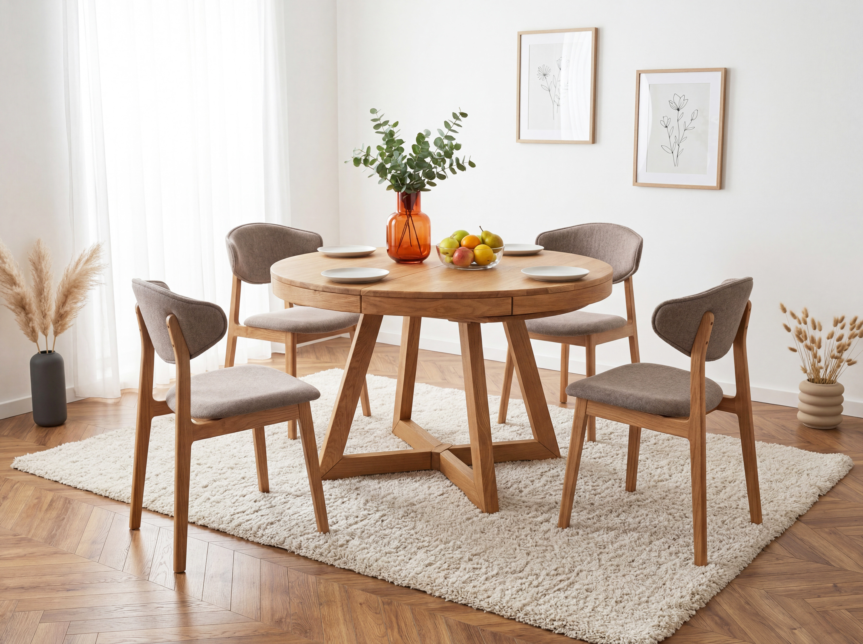 Jedálenská stolička Valentína – detail čalúnenia a dubovej konštrukcie