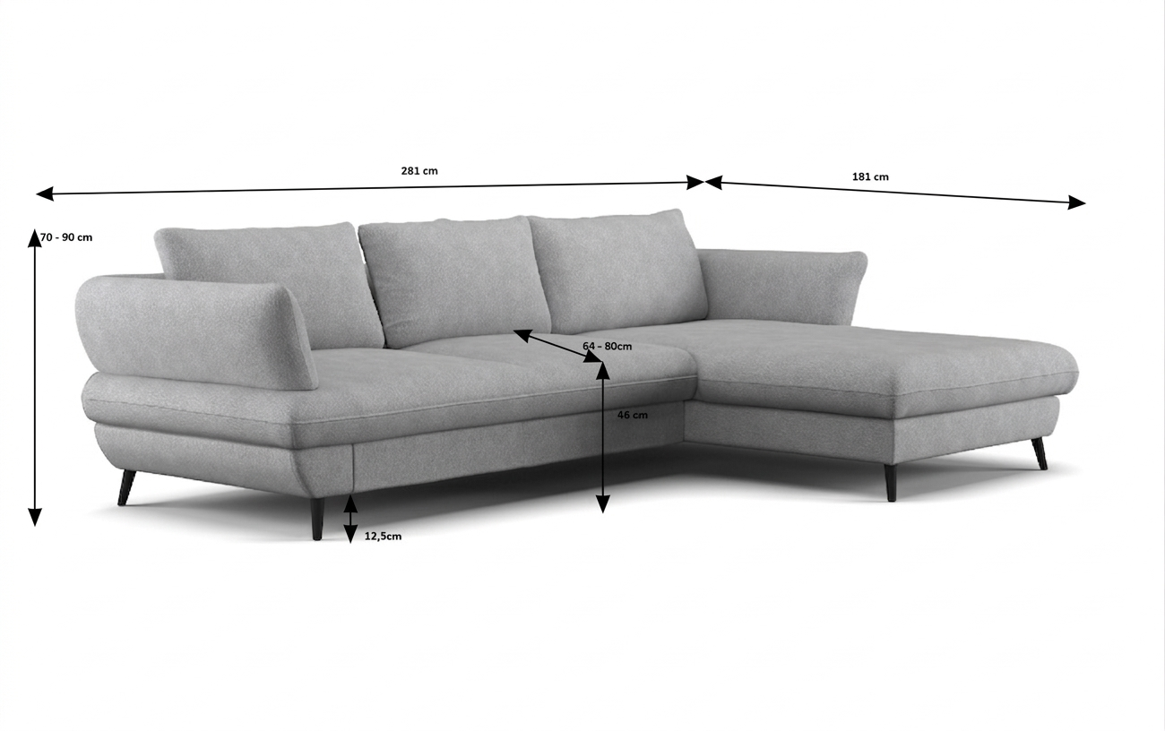 Rozkladacia rohová sedačka BALOU s úložným priestorom