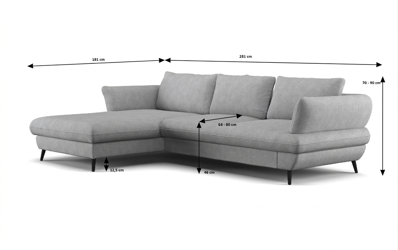 Ausklappbares Ecksofa BALOU mit Stauraum