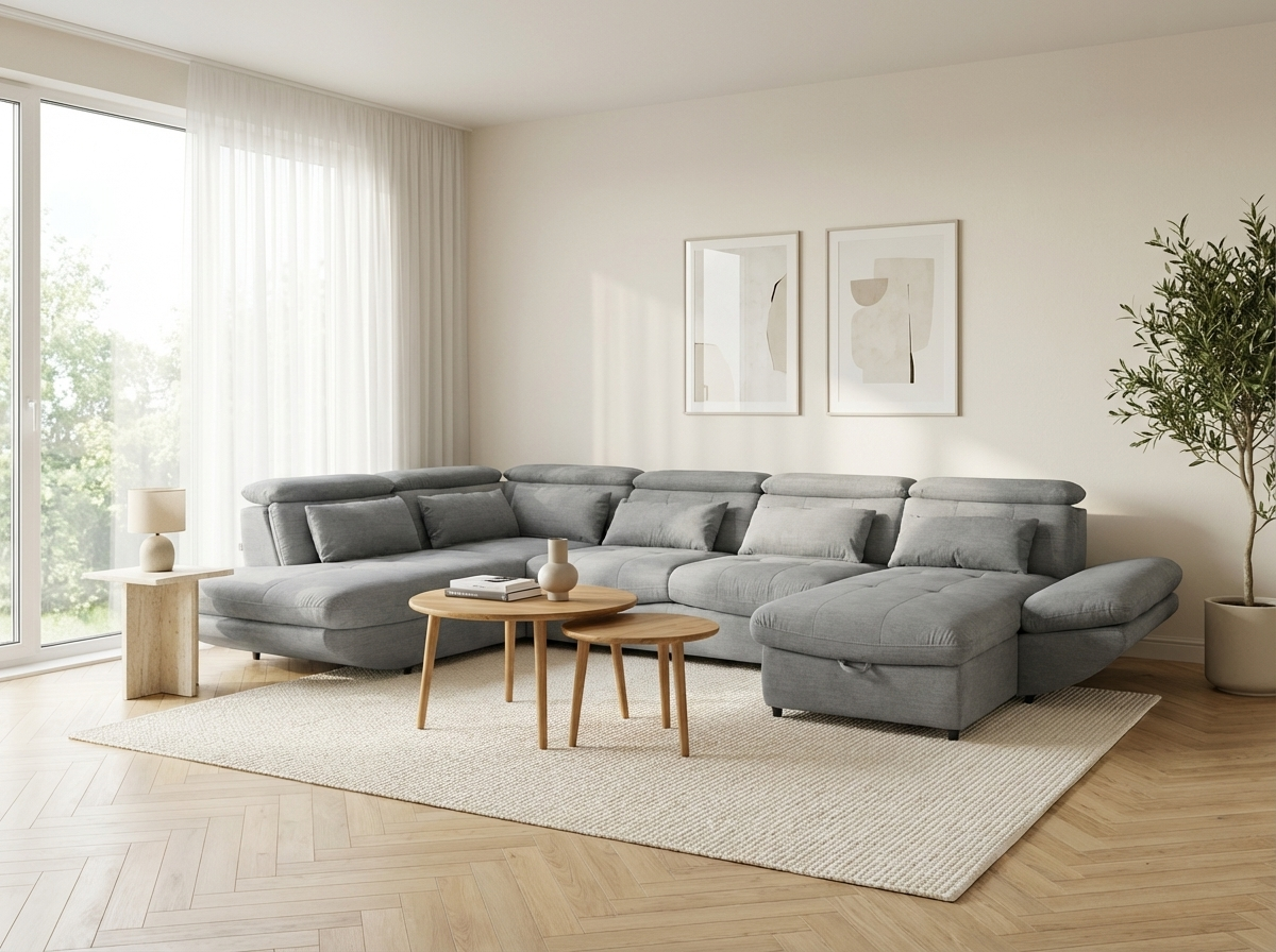 U alakú ülőgarnitúra ággyá nyitható funkcióval