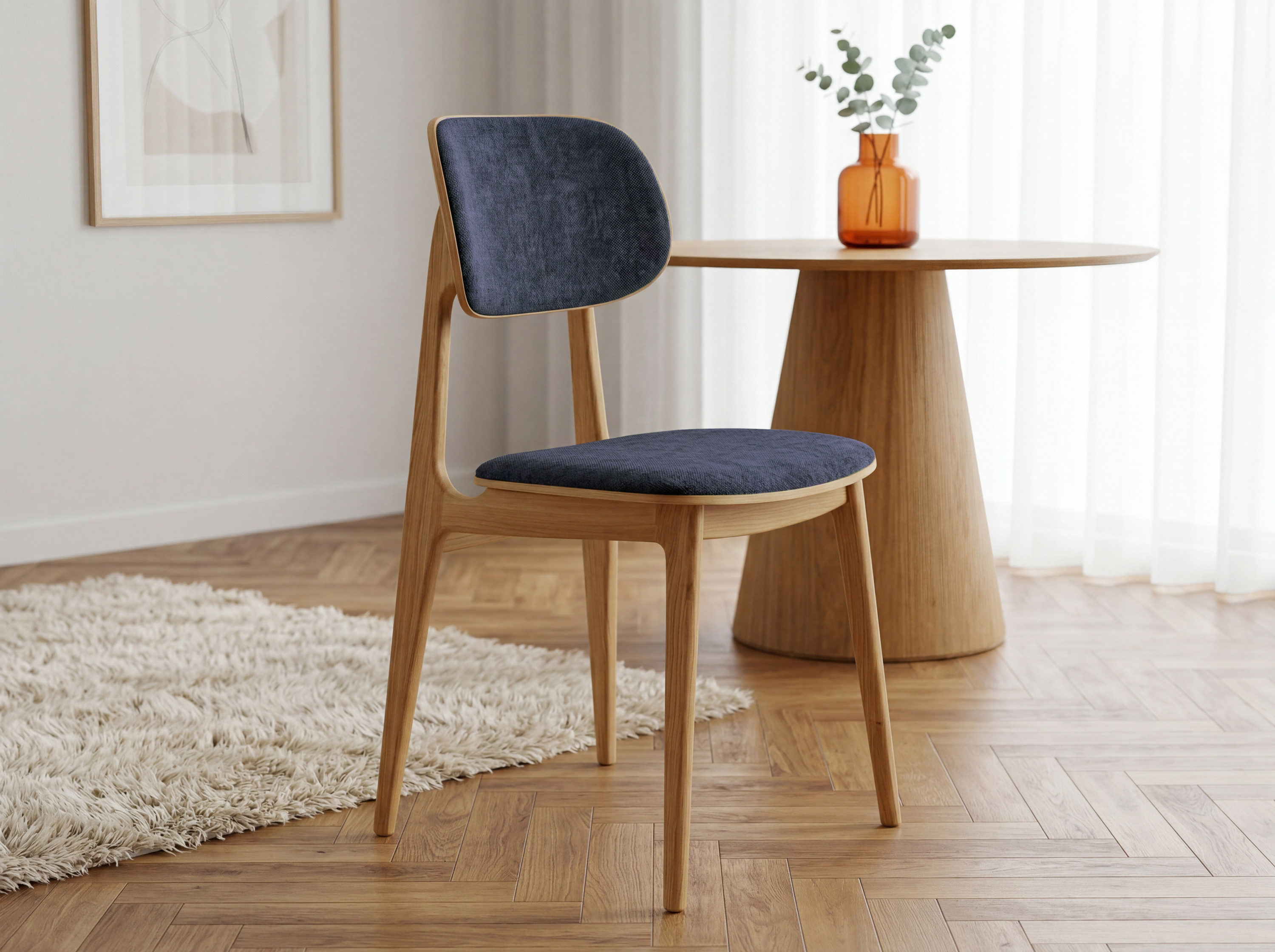 Čalúnená jedálenská stolička Vard z dubu v antracitovej farbe