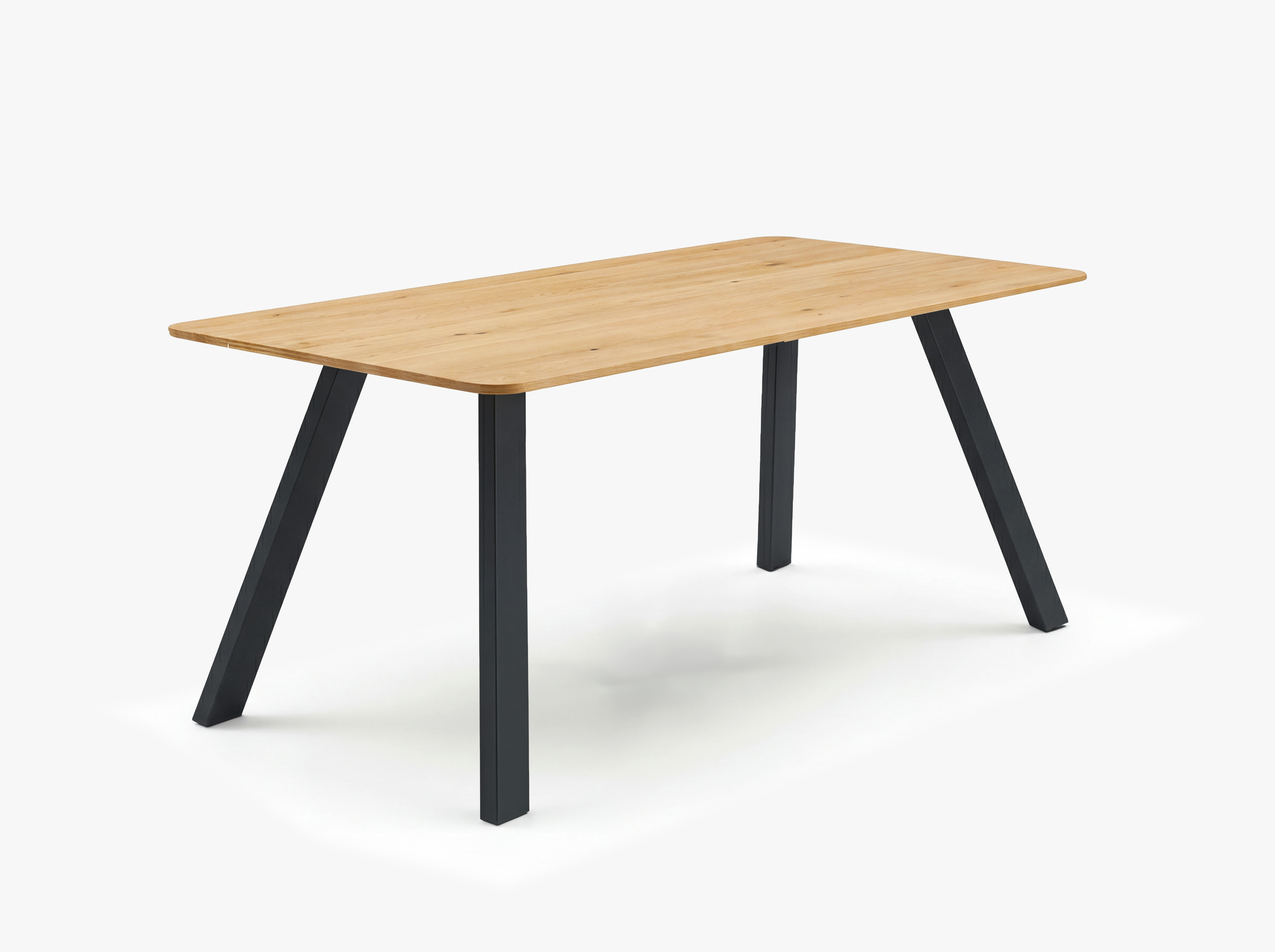 Masívny dubový jedálenský stôl Jano 160 x 90 cm s čiernymi kovovými nohami