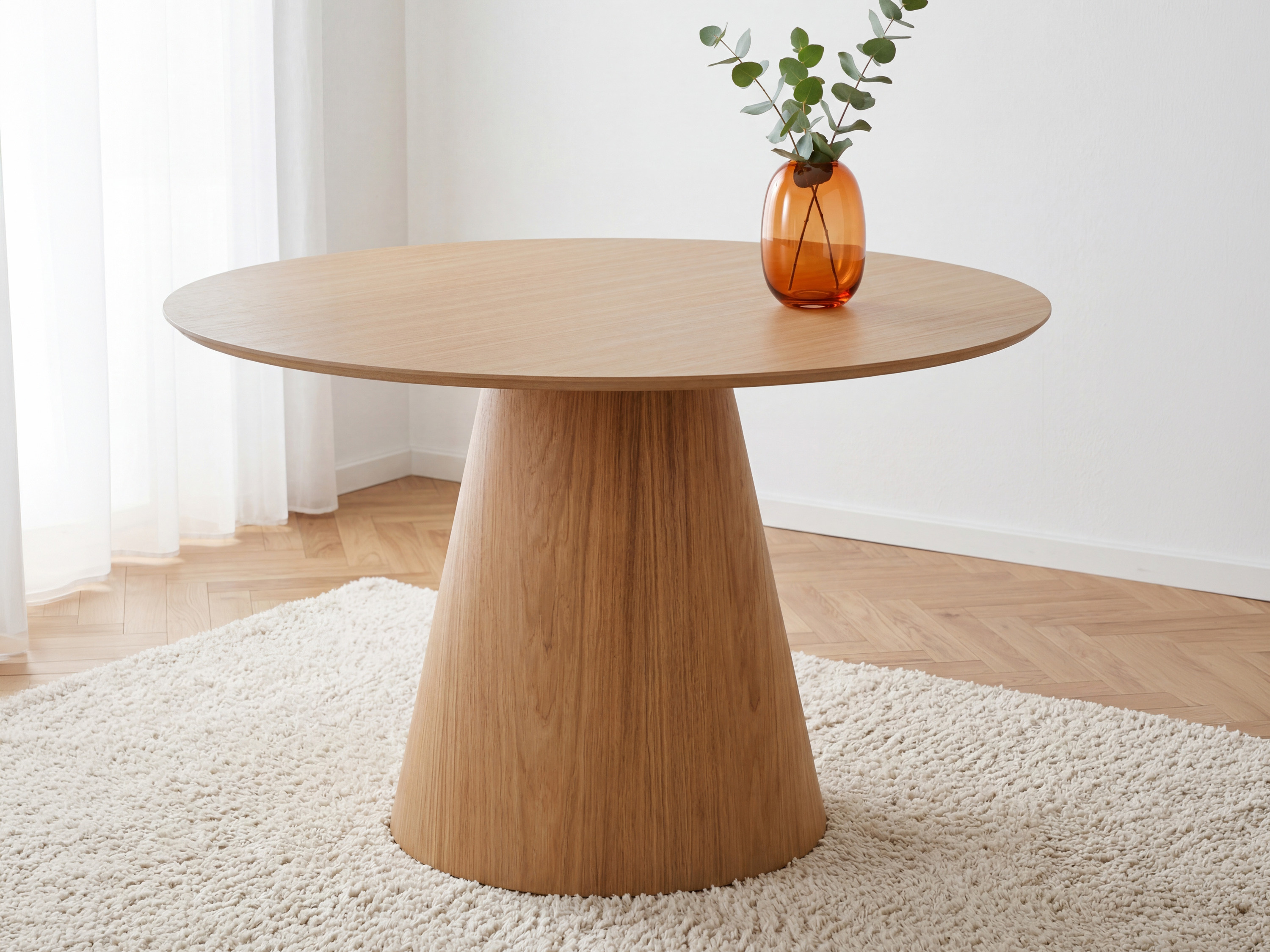 Kerek étkezőasztal tölgy furnérral 120 cm, natúr tölgy színben