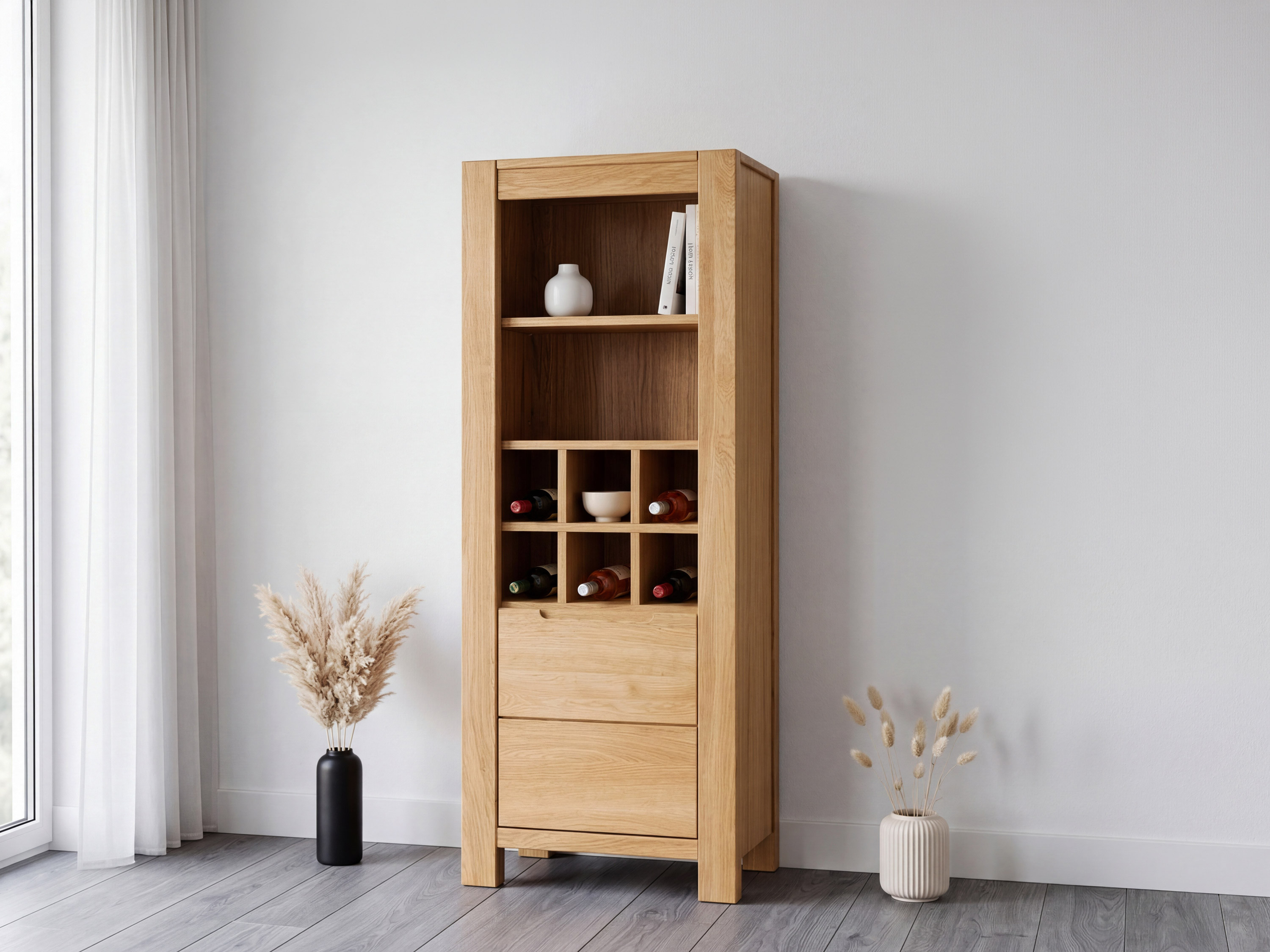 Eichen-Weinregal Napoleon mit Flaschenfächern