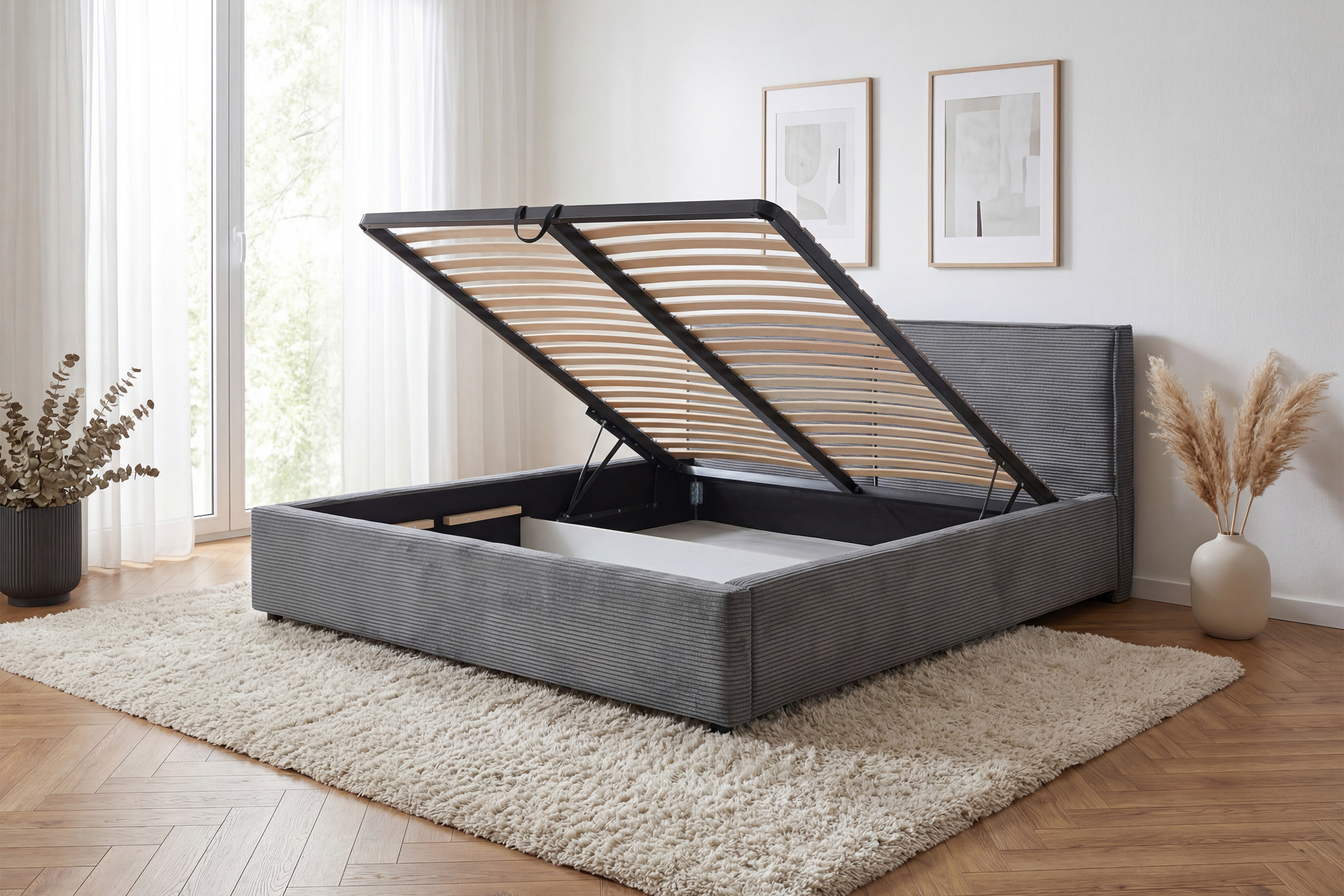 Čalúnená manželská posteľ Ineza 180x200 cm v sivej látke Lincoln