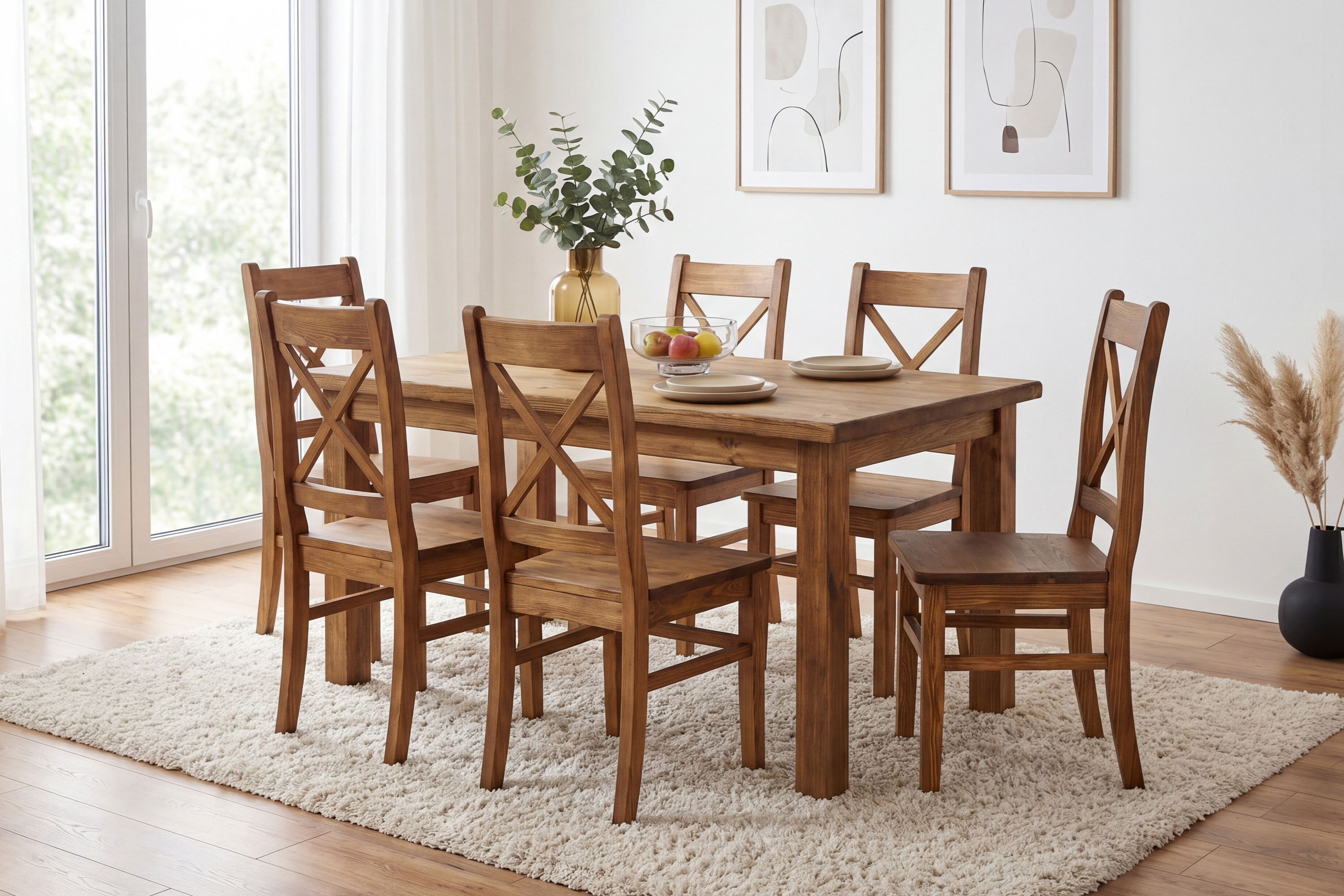 Drevená jedálenská stolička rustikálna z masívu do kuchyne a jedálne