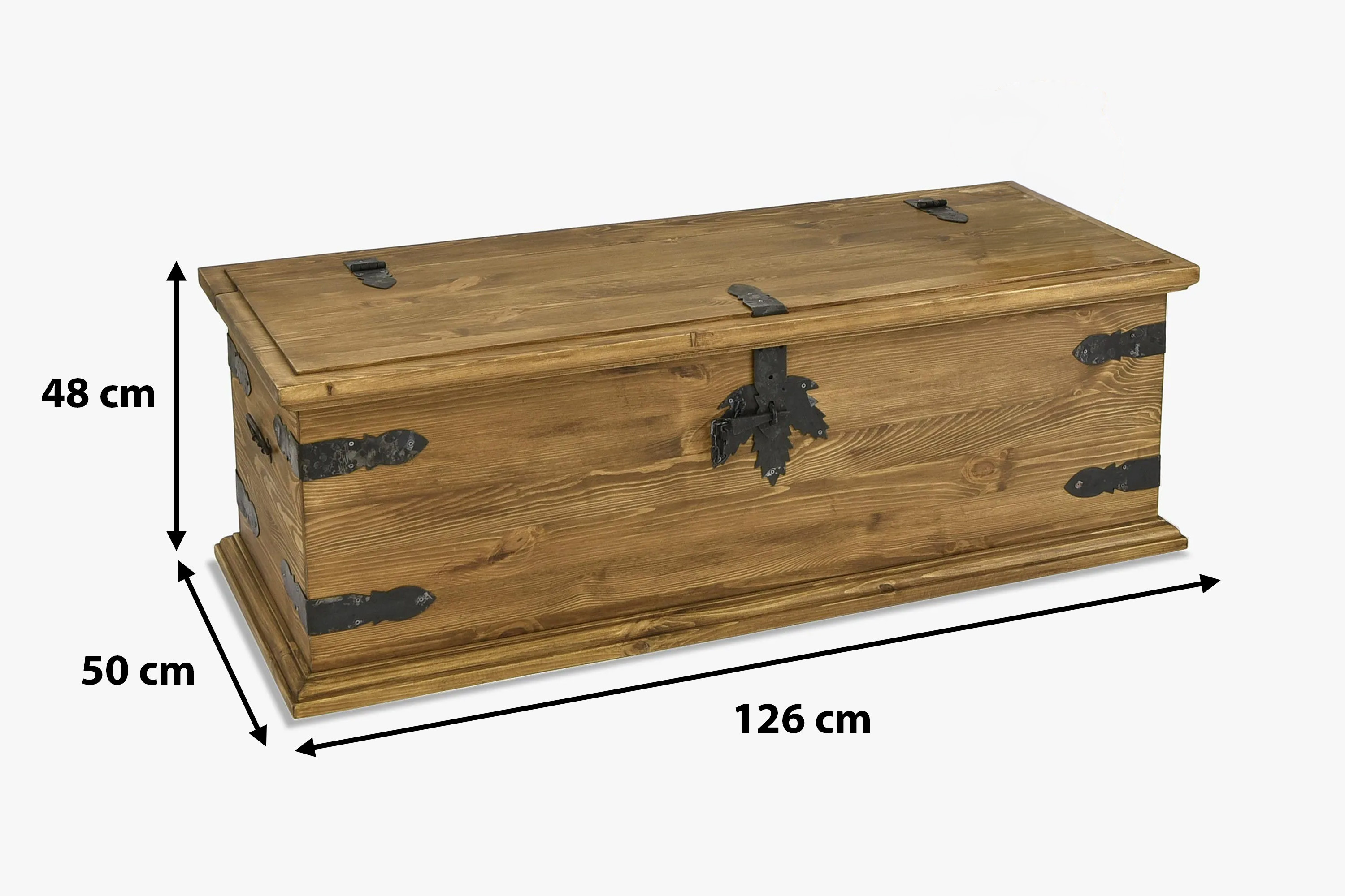 Rozmery truhly na topánky vo francúzskom štýle – výška 48 cm, šírka 126 cm, hĺbka 50 cm