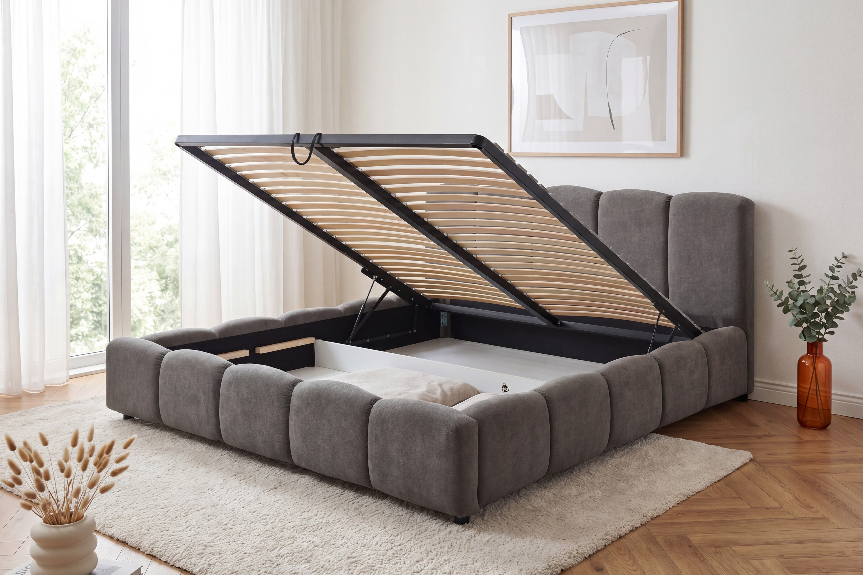 Čalúnená posteľ Nubi 180 x 200 cm sivá látka Casa Falcon