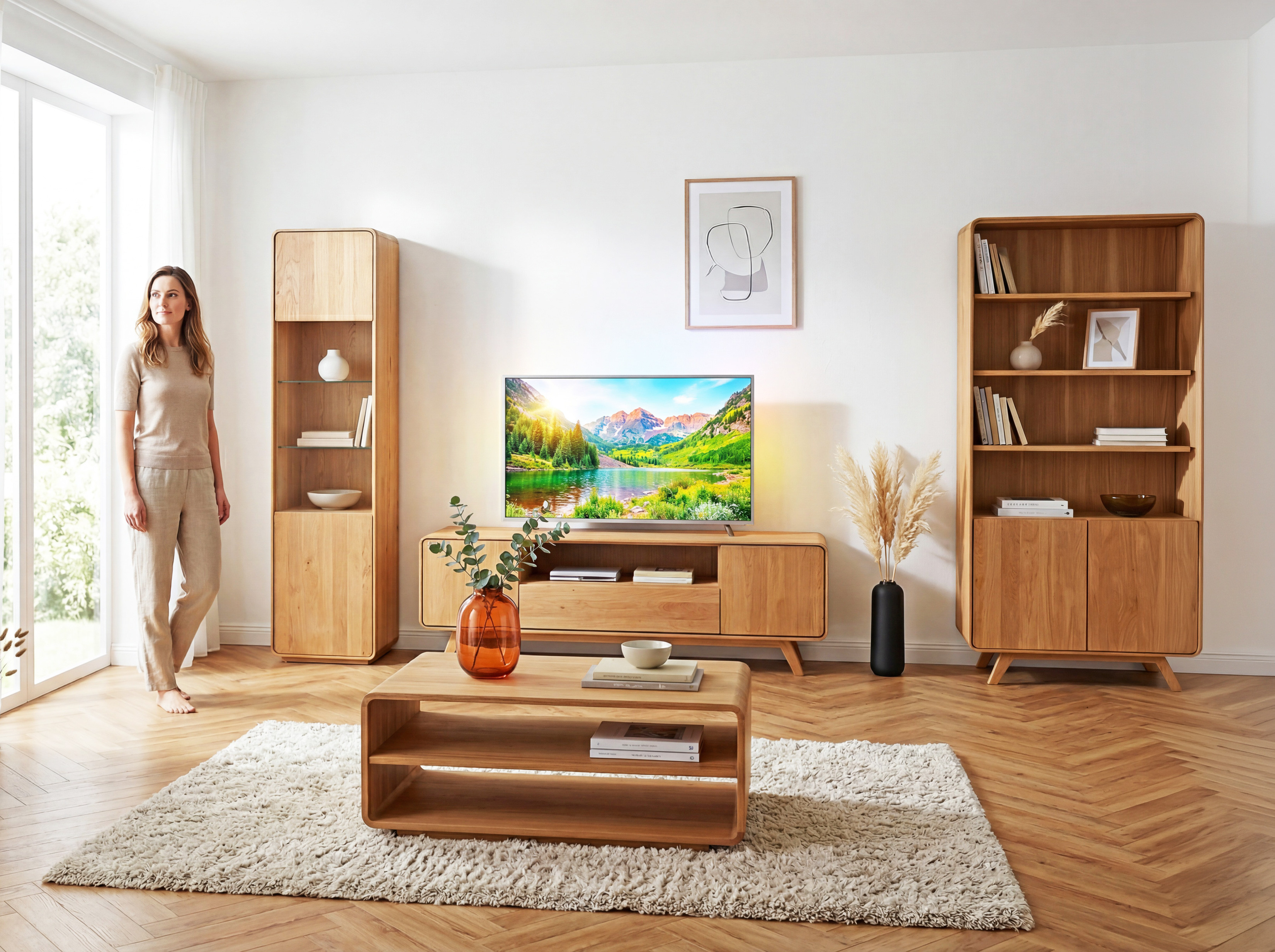 Masívny dubový konferenčný stolík Avalon dub natural