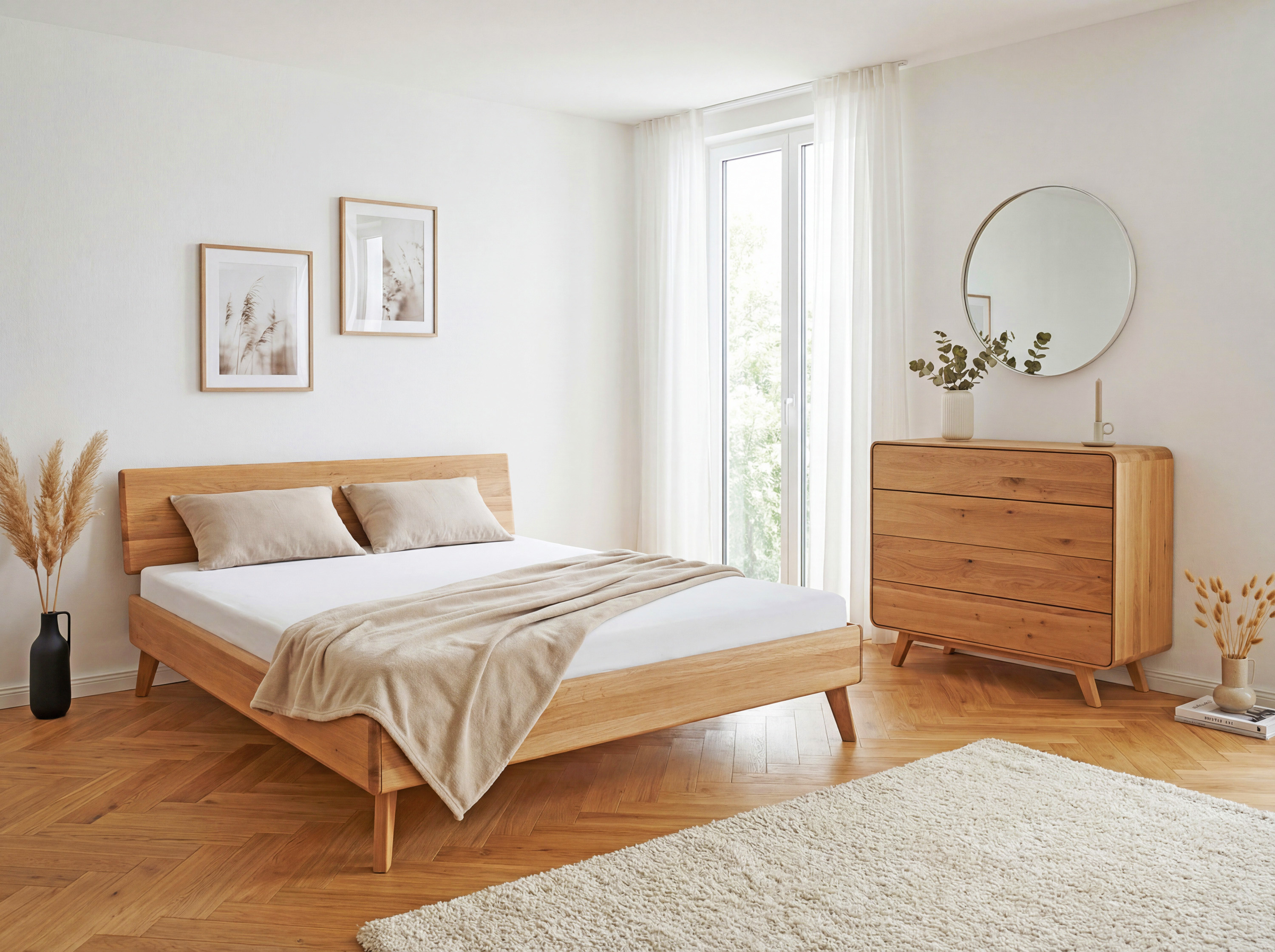 Masívna dubová komoda Avalon so 4 zásuvkami dub natural