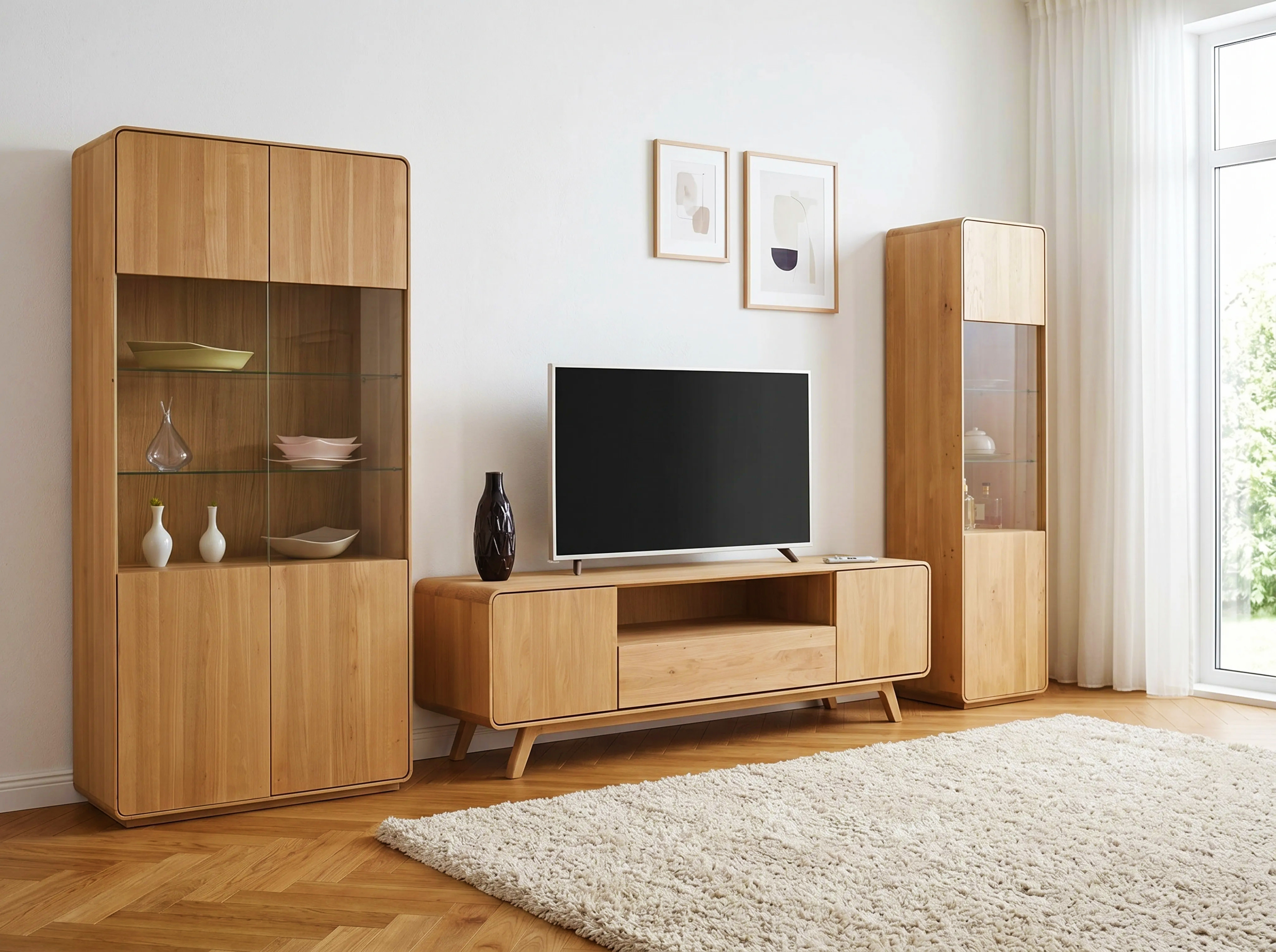 Masívna dubová vitrína Avalon 2-dverová 198 cm dub natural