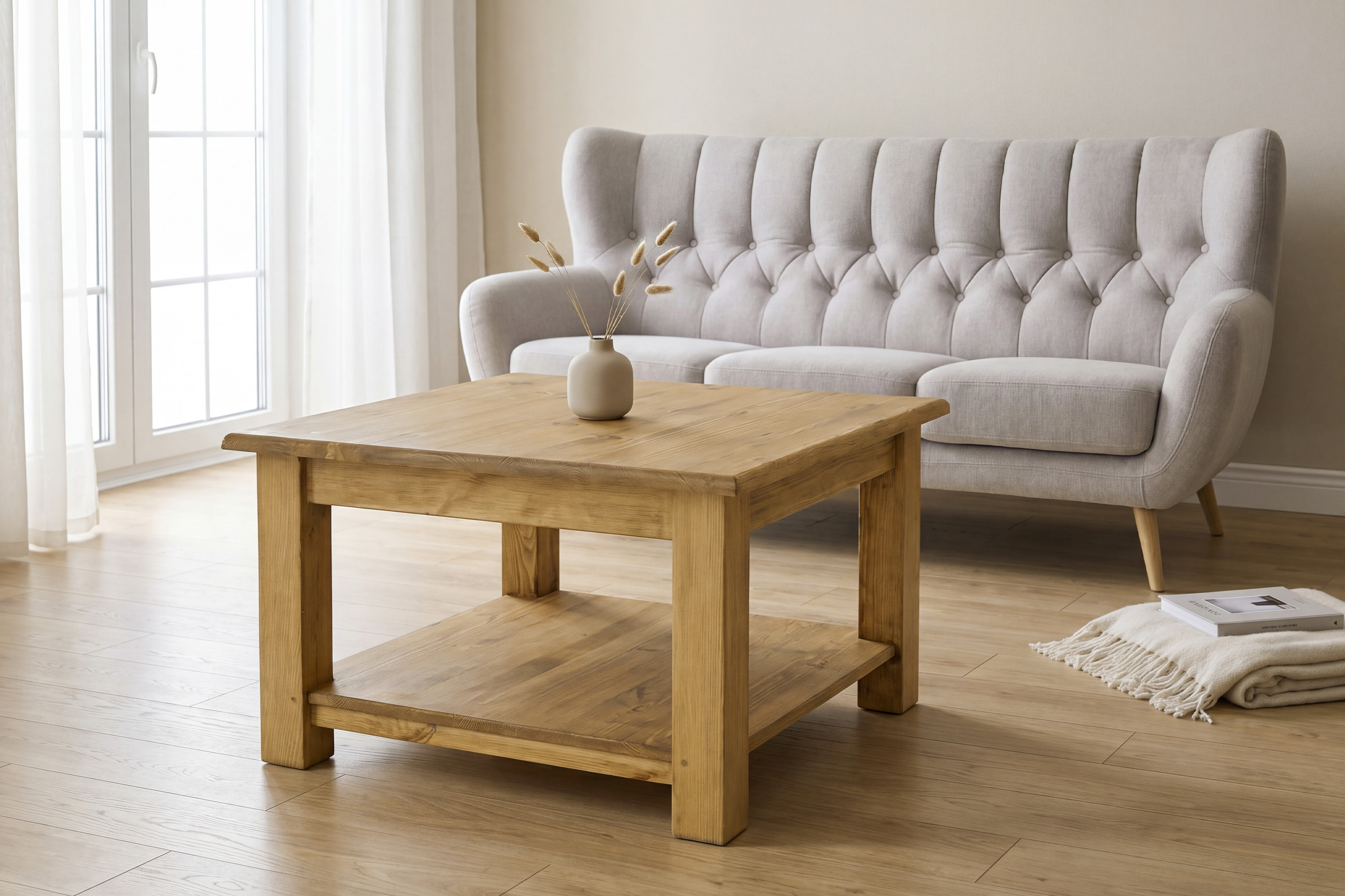 Konferenčný stolík z masívnej borovice v medovom vosku