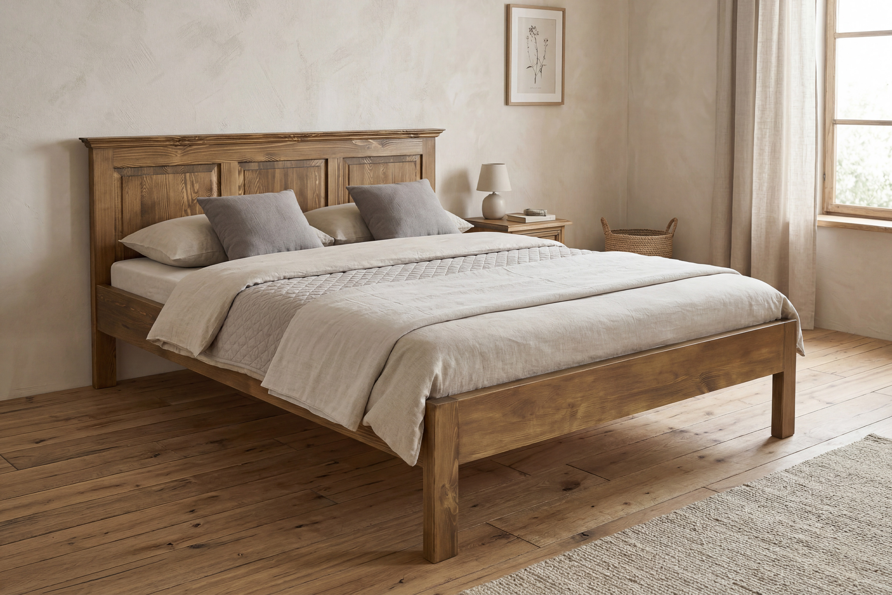 Massives Doppelbett Venkov 180x200 cm im rustikalen Stil aus Kiefernholz