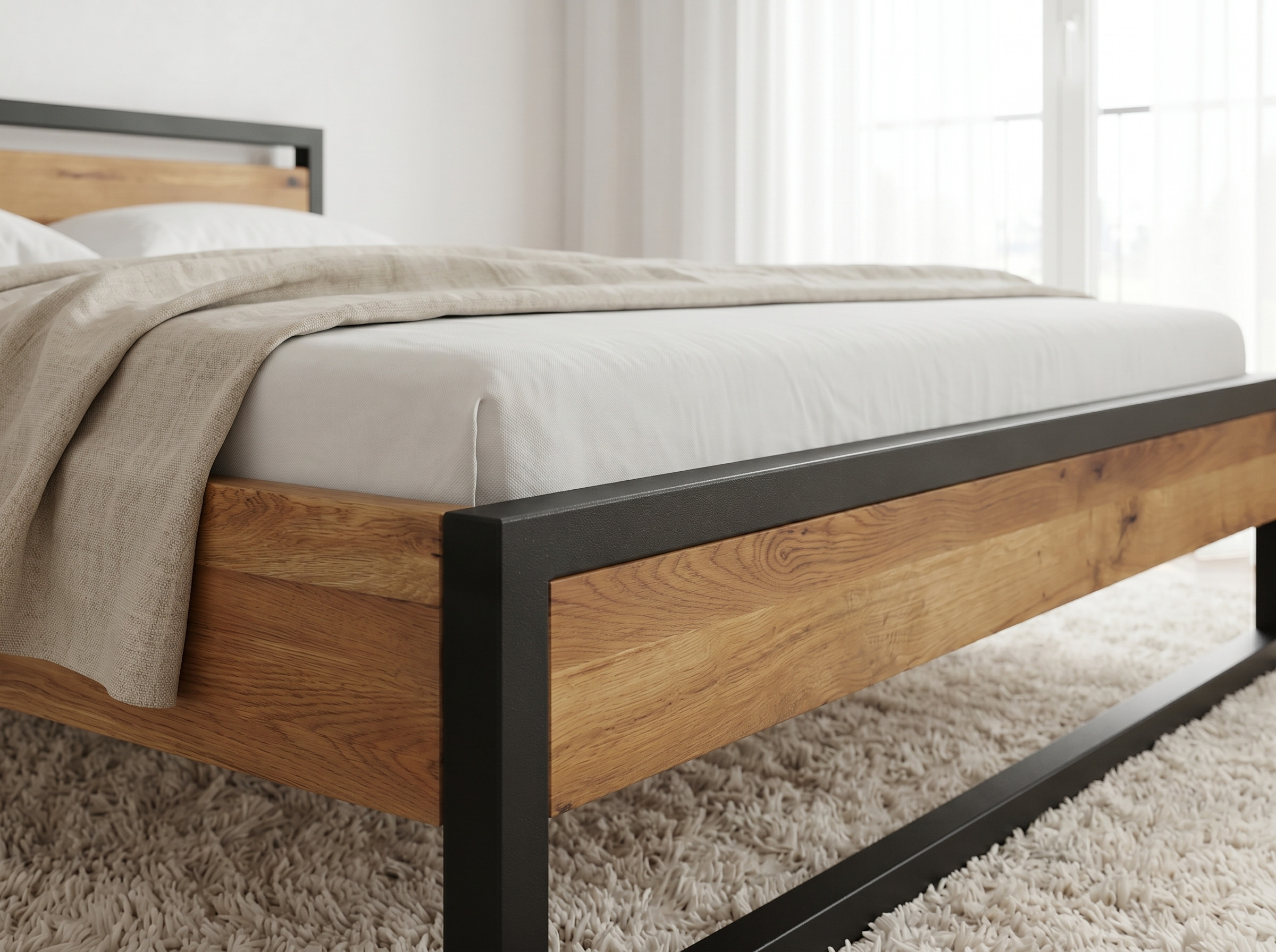 Dubová manželská posteľ Boss v modernej spálni