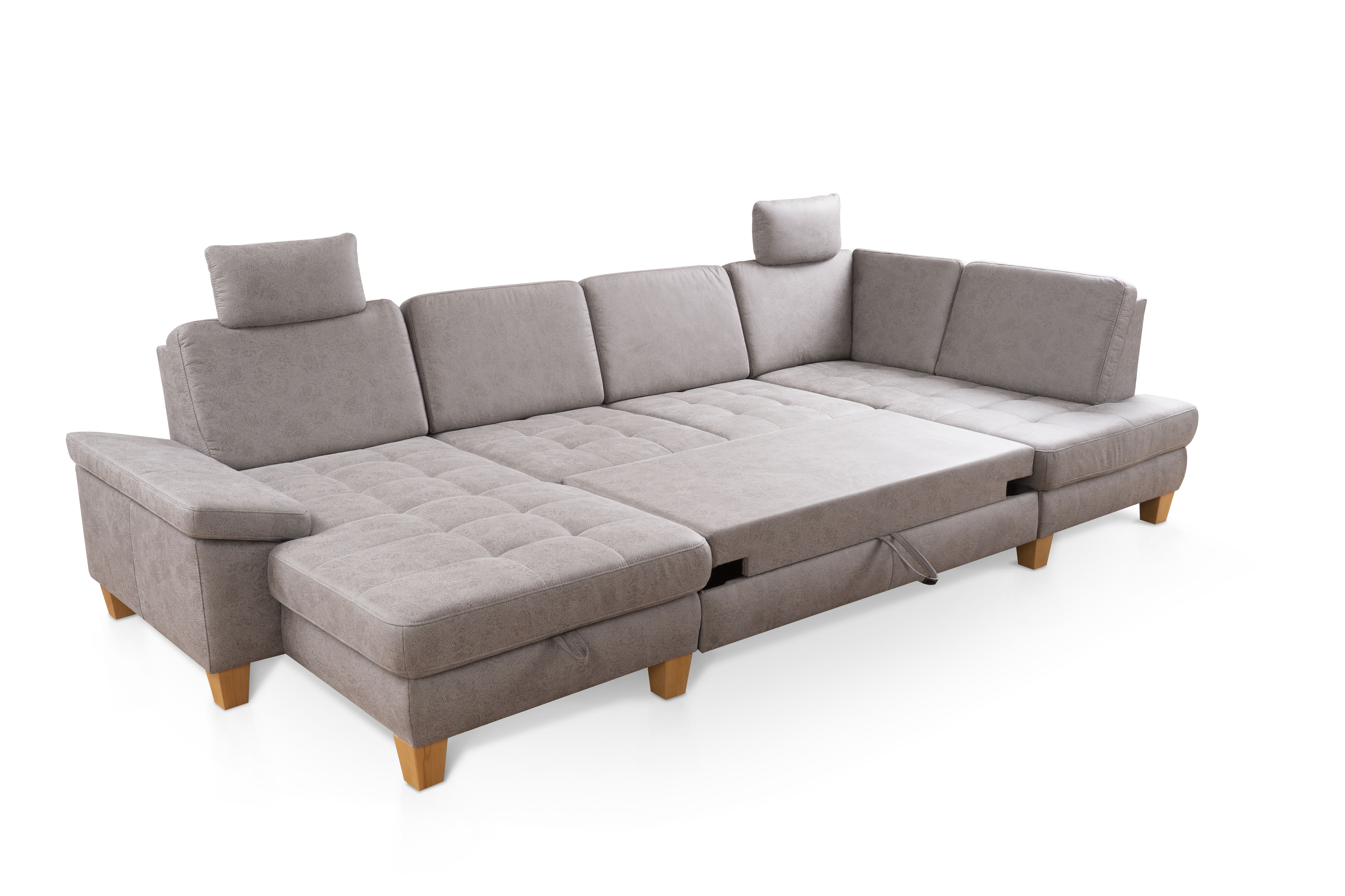 Detail sedacej súpravy WESTHAM Taurus Hellgrau s bukovými nožičkami natural