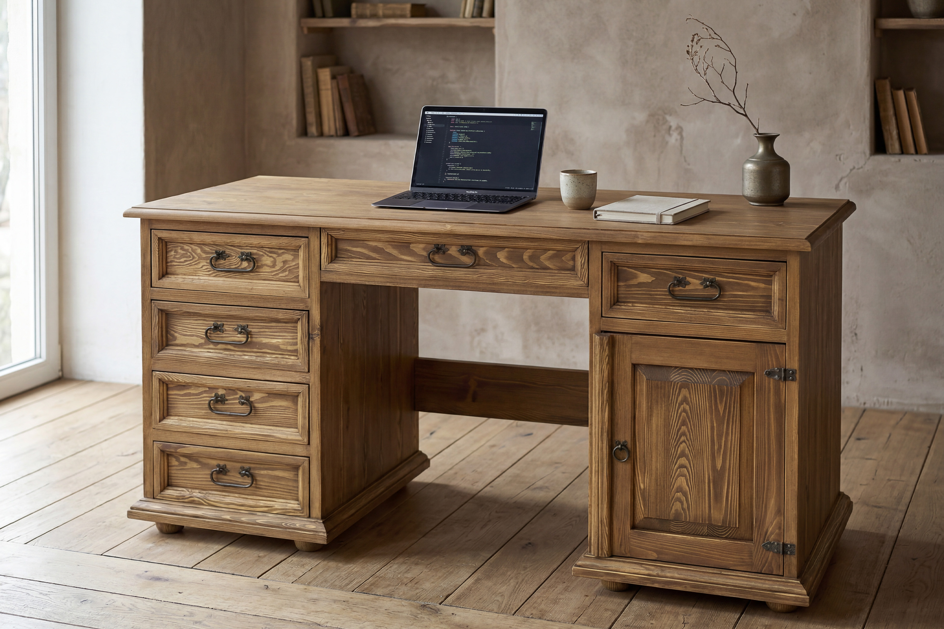 PC stolík vo francúzskom štýle z masívnej borovice - séria Venkov