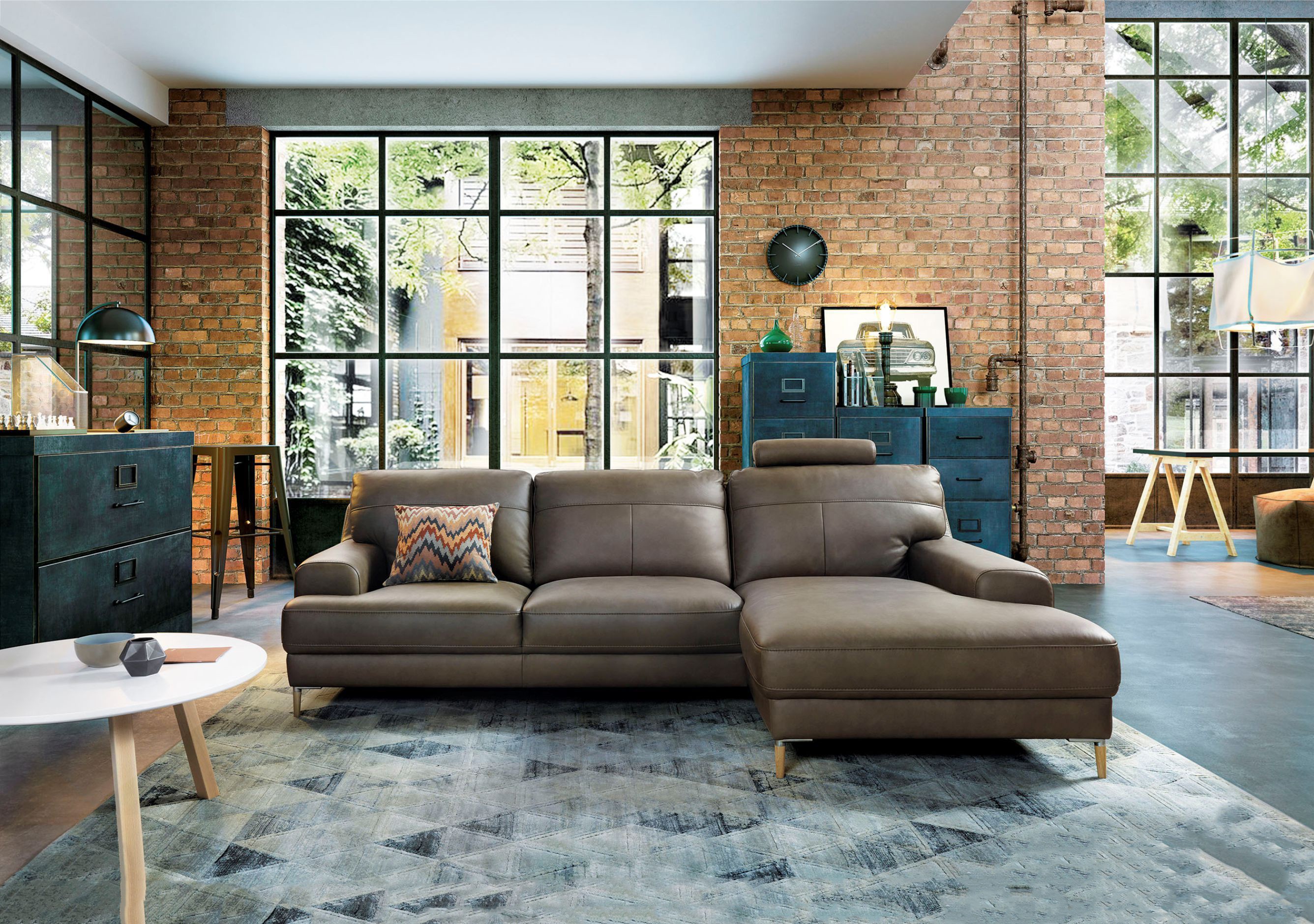 Moderná rohová kožená sedačka Mondo