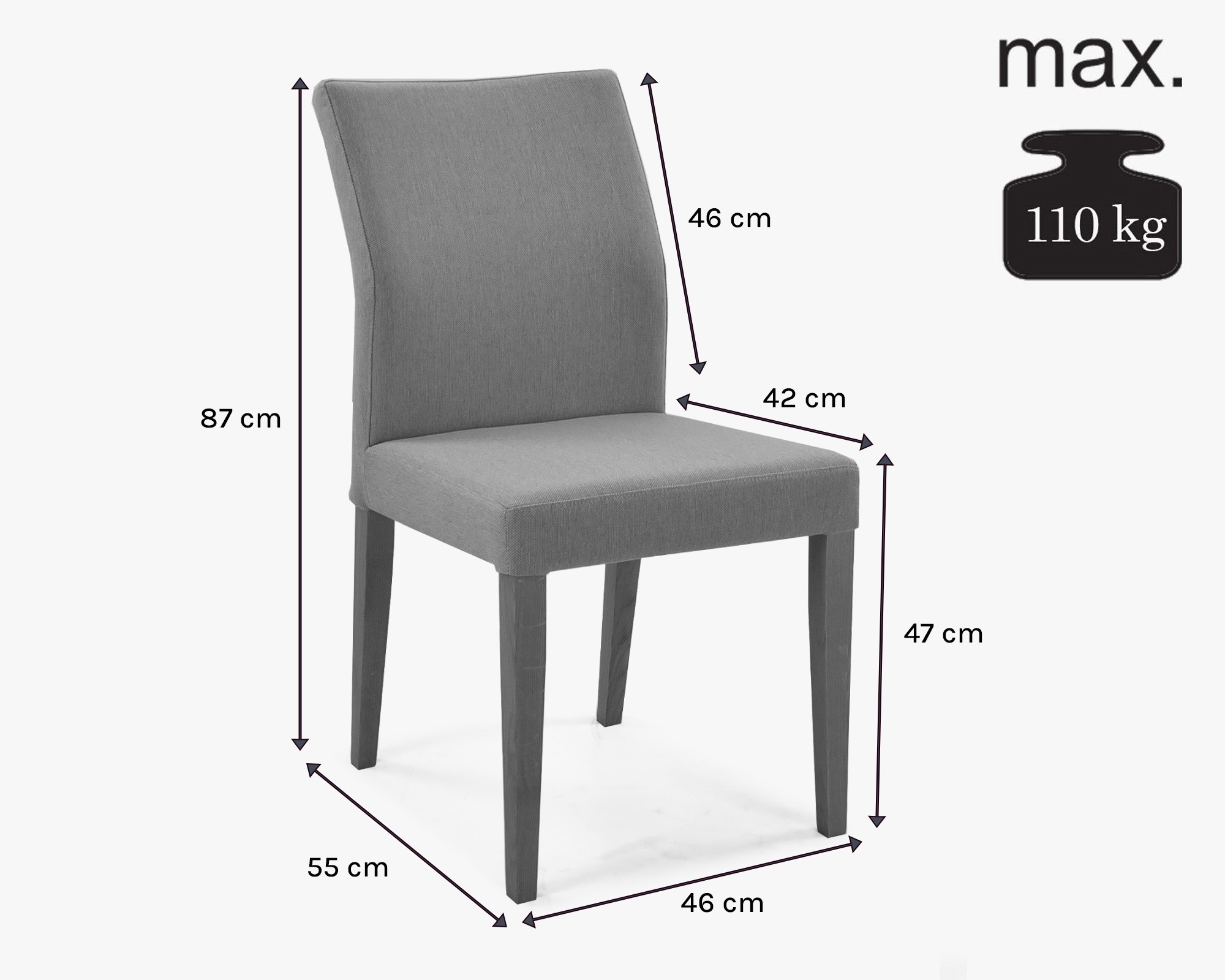 Moderní židle čaluněná šedá, Skagen - nohy dub masiv