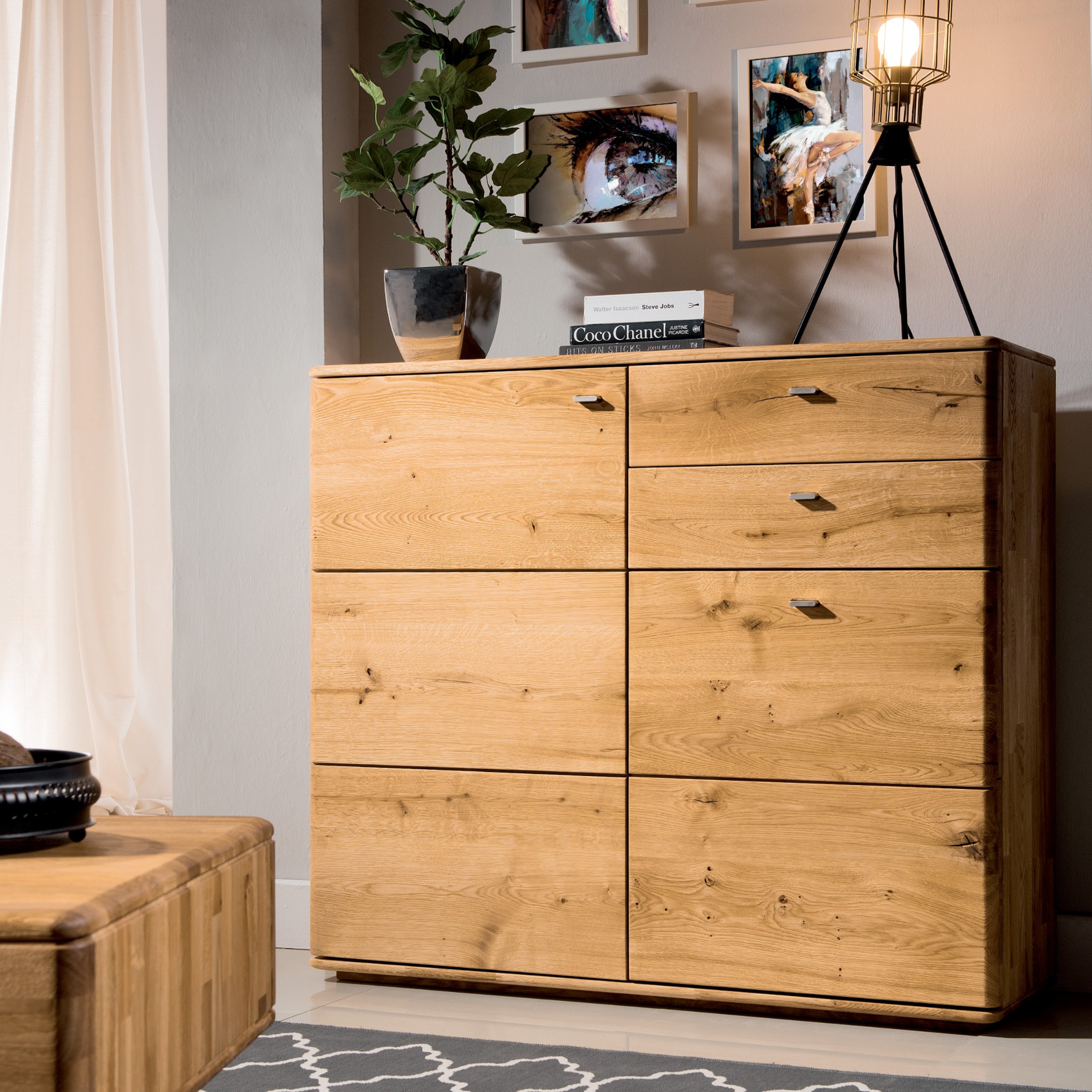 Hohe Kommode aus Eiche für das Wohnzimmer, Texas Typ 46