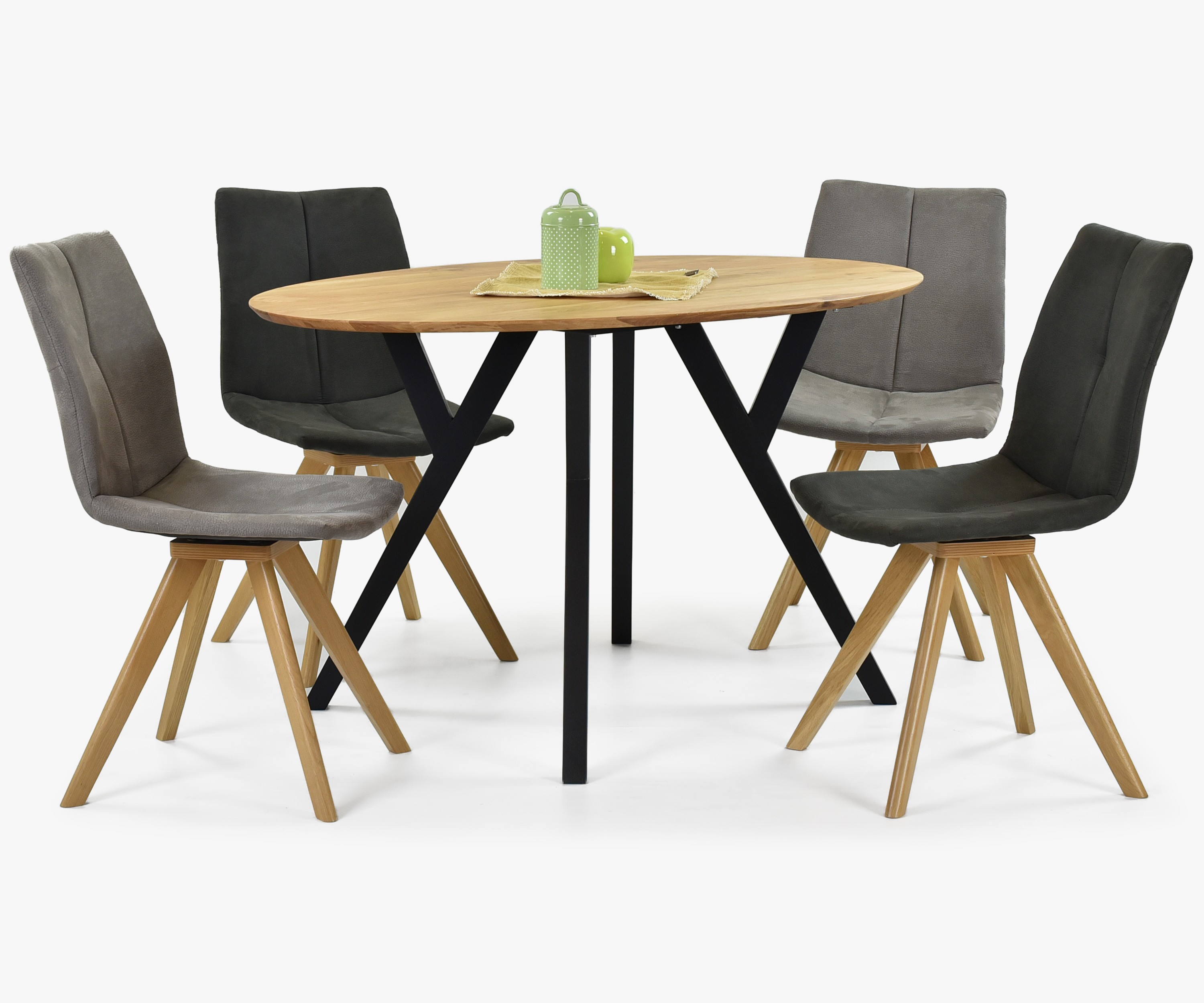 Eichen ovaler Tisch, schwarze Beine mak 140 x 90 cm