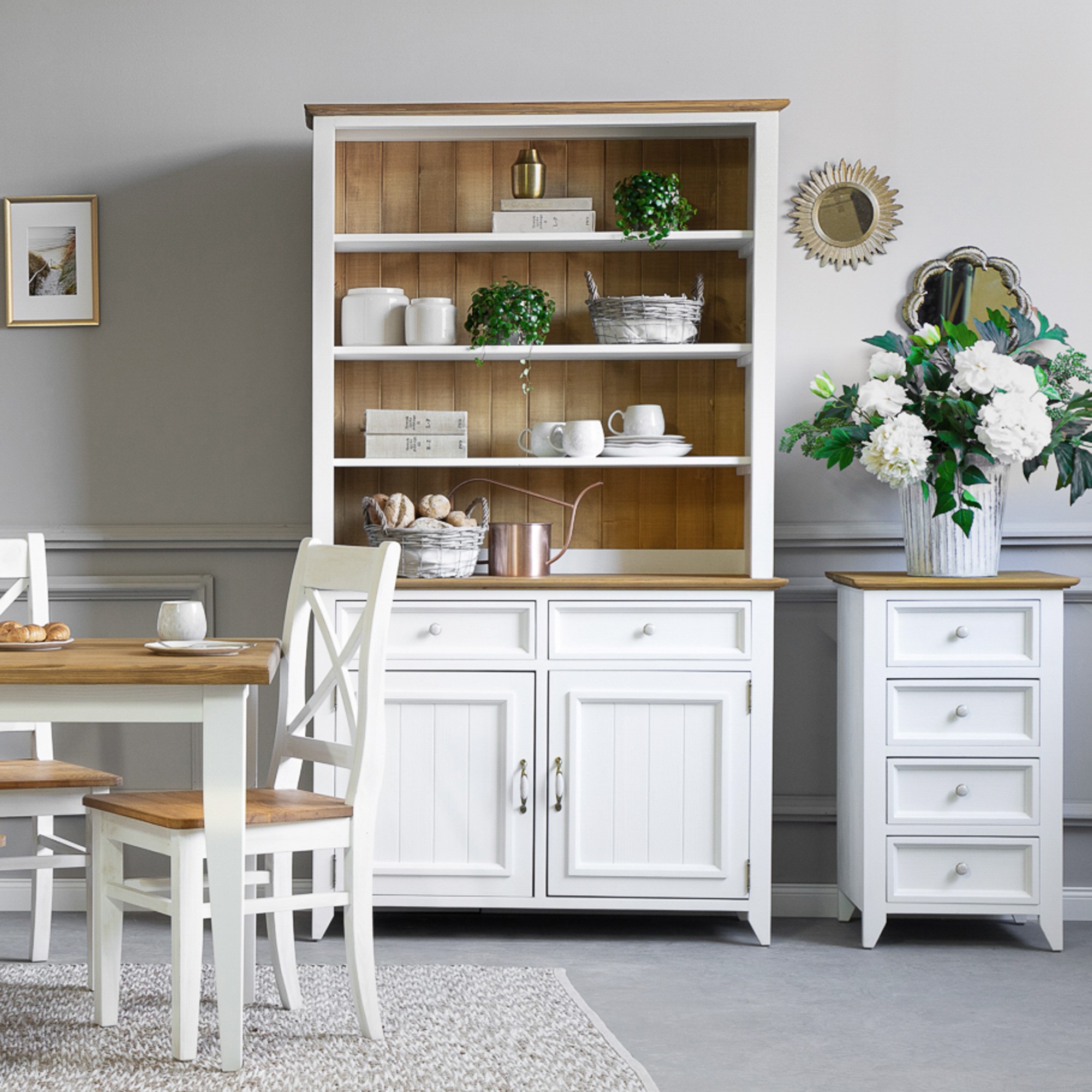 Fa provence komód fehér-barna,