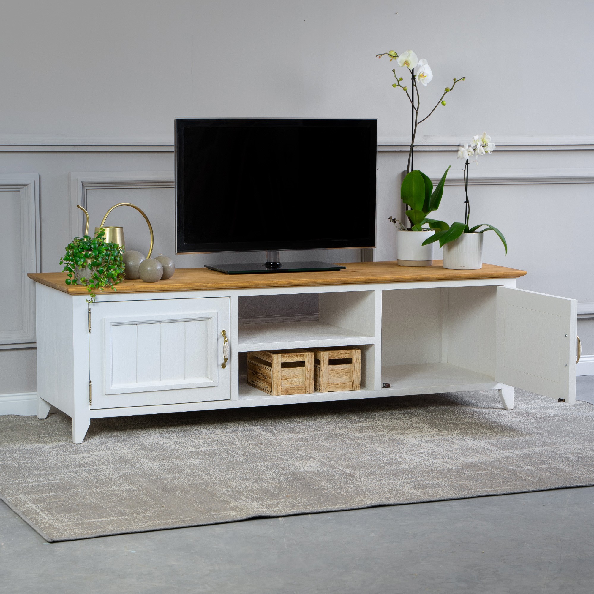 Fa provence TV-asztal fehér-barna, Lille típus 403